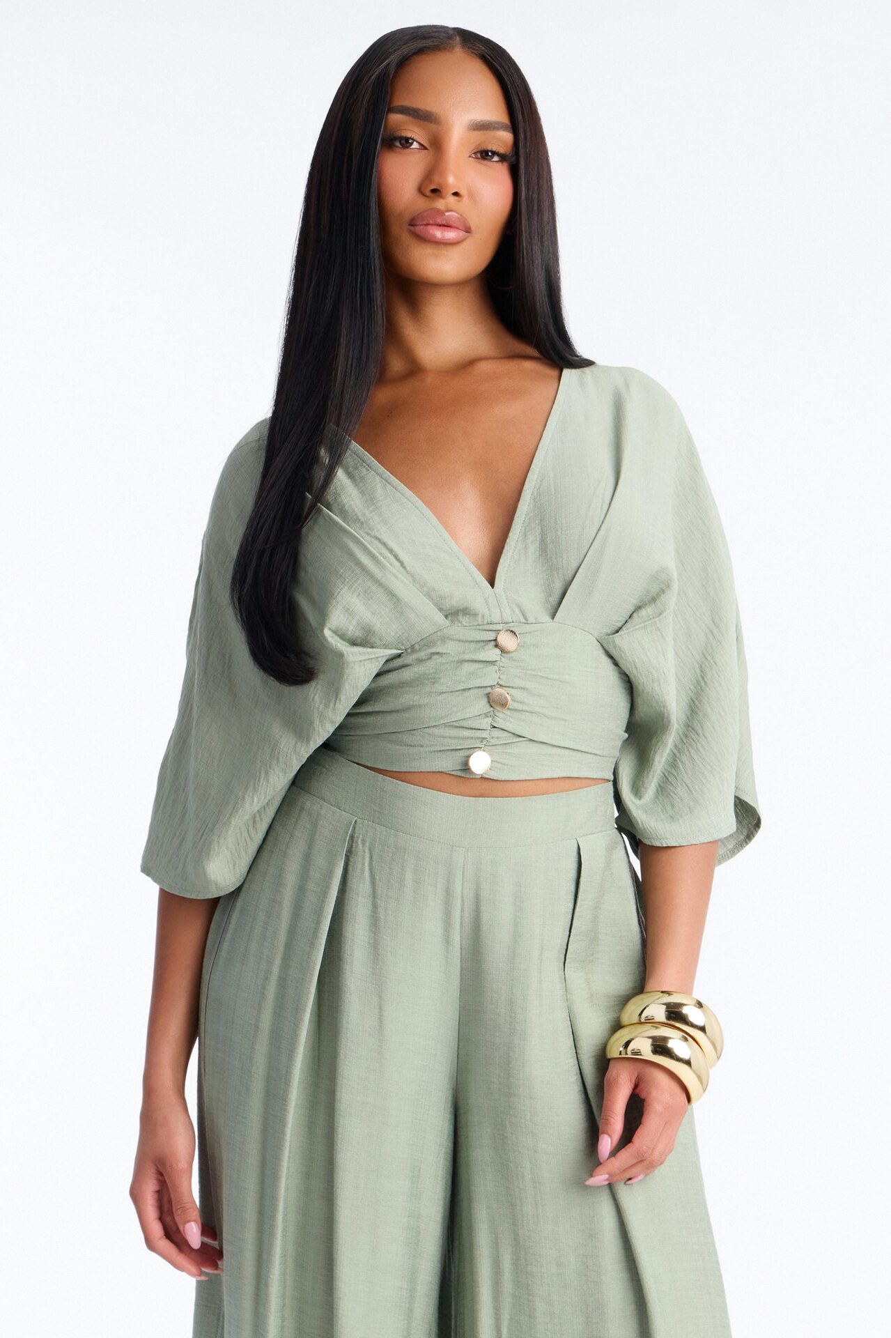 Not So Complicated Linen Pant Set - Sage