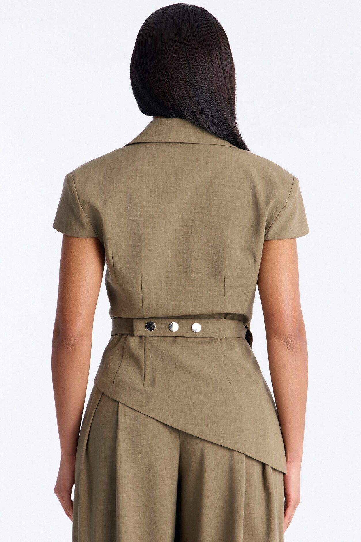 Tiana Belted Cap Sleeve Fitted Blazer - Caffe