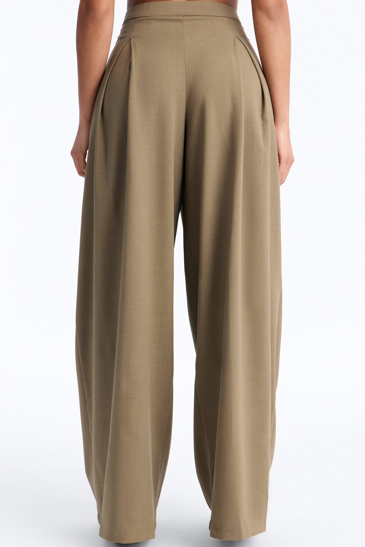 Tiana Pleated Wrap Waist Wide Leg Trouser - Caffe
