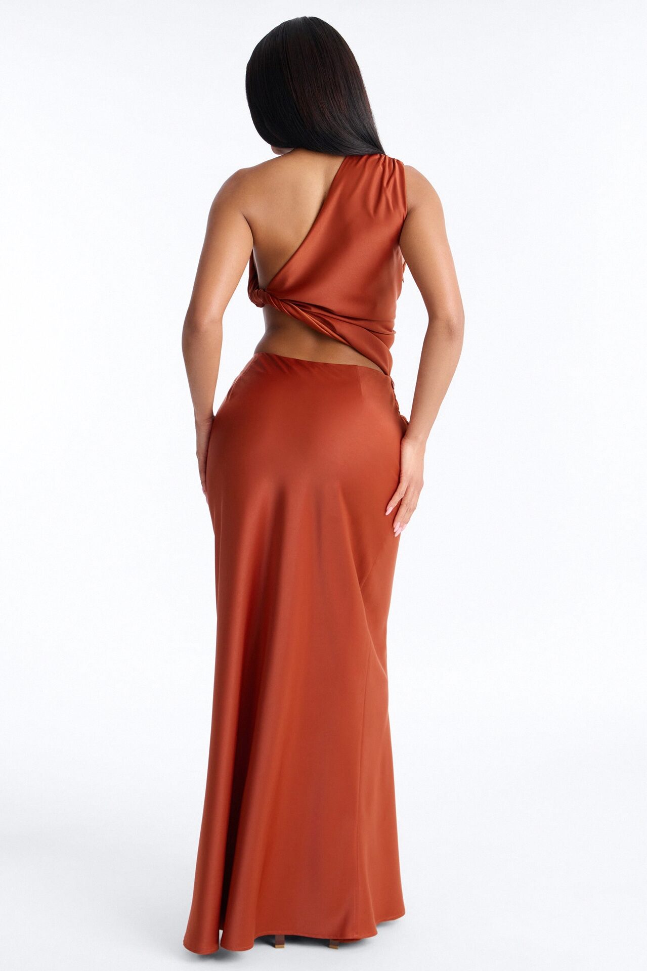 Siena Maxi Skirt Satin Set - Rust