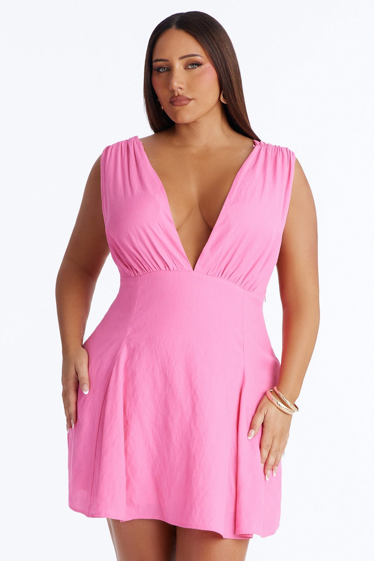 Maren Sleeveless Linen Mini Dress - Pink