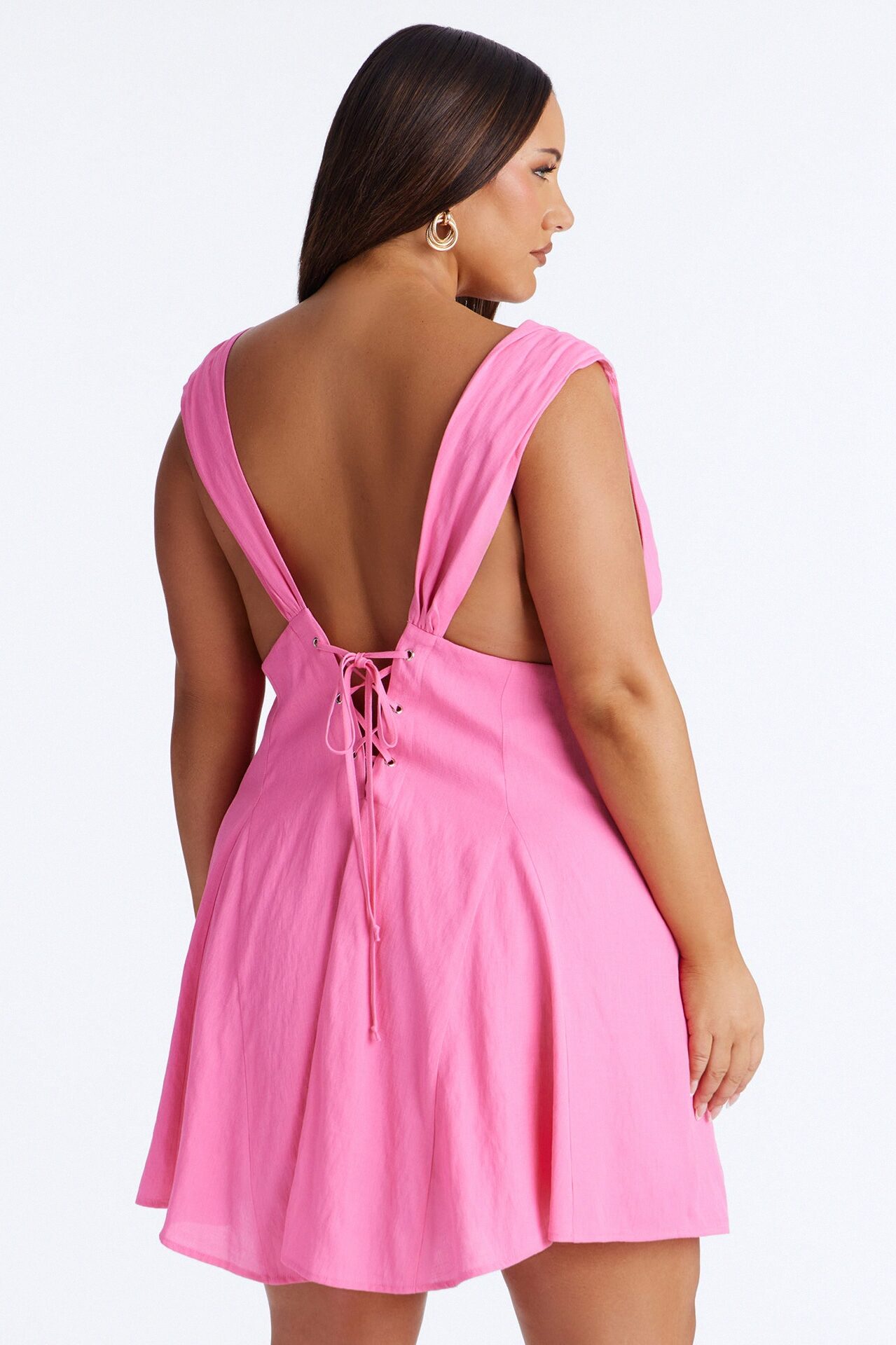 Maren Sleeveless Linen Mini Dress - Pink
