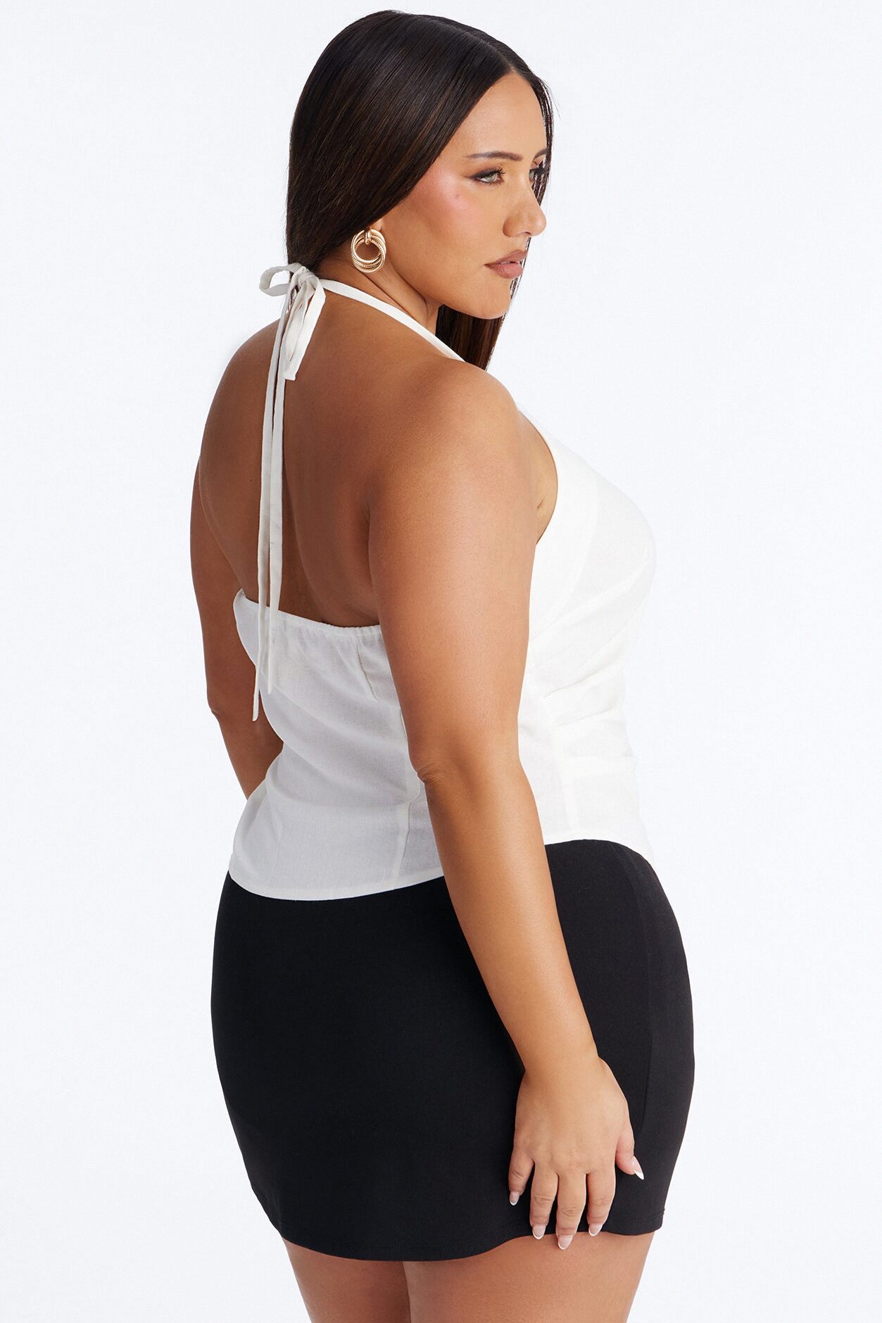 Let The Linen Do The Talking Halter Top - Stone