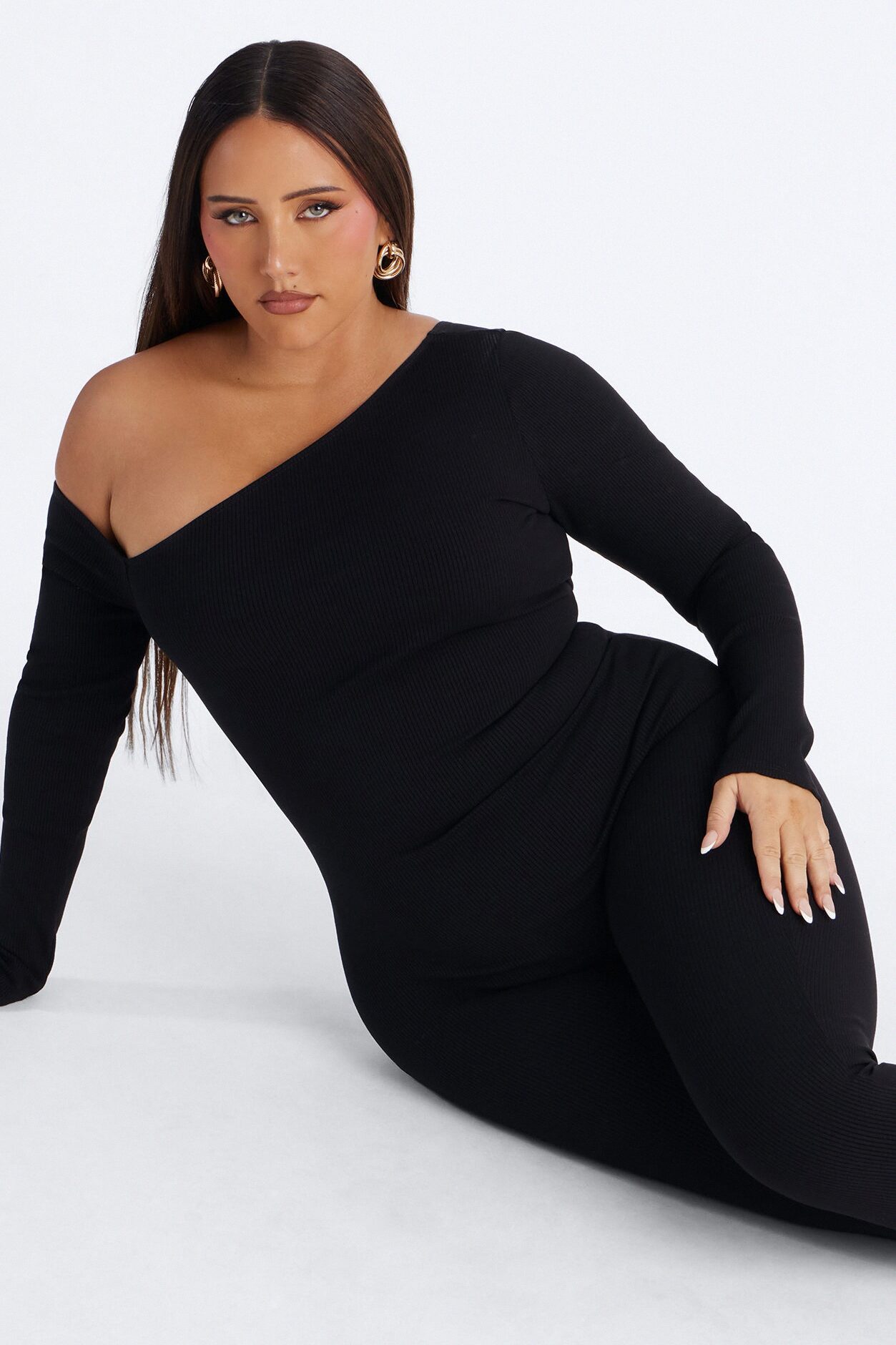 Cyndi Snatched Jumpsuit With Footie - Black