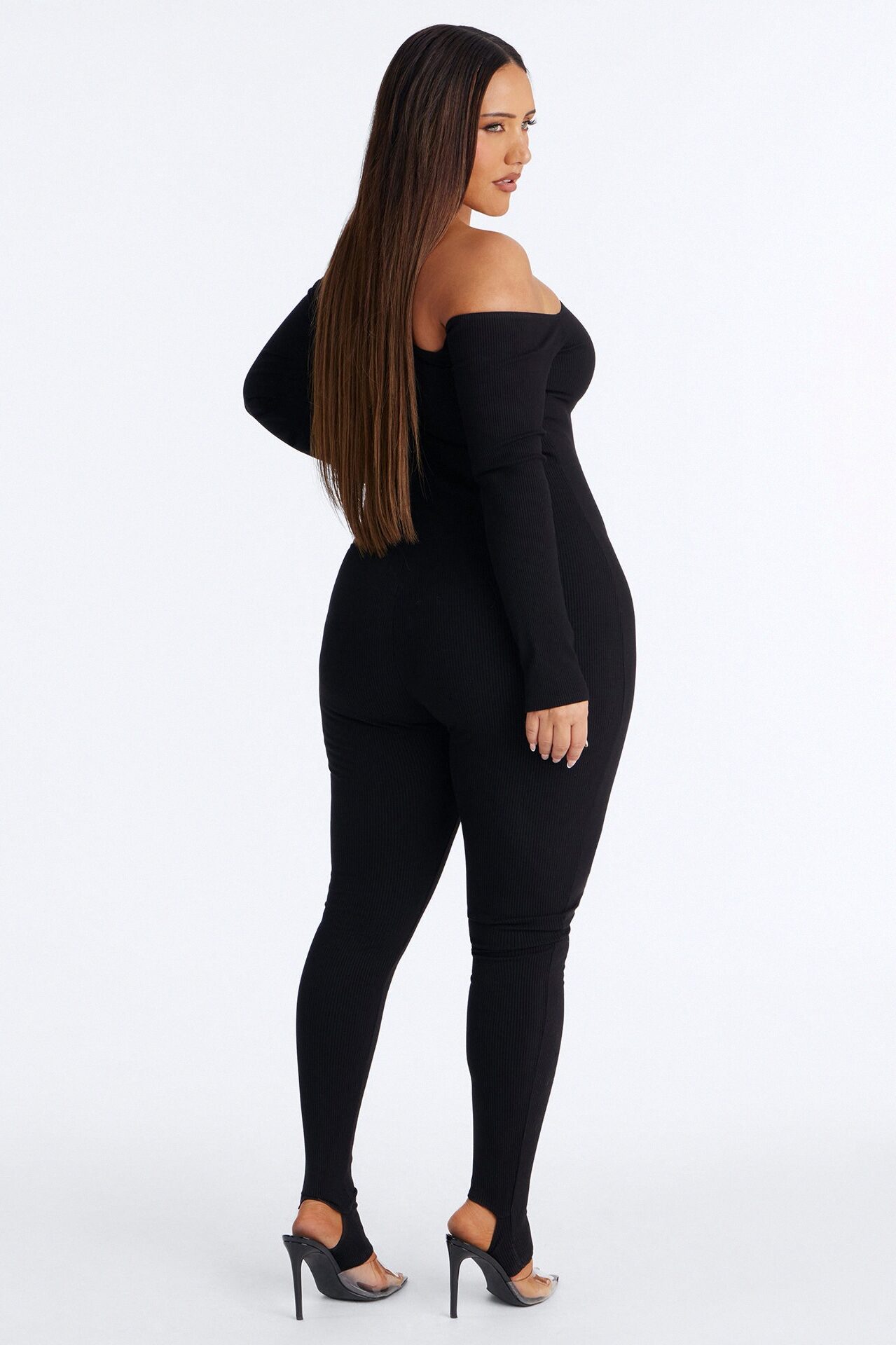 Cyndi Snatched Jumpsuit With Footie - Black