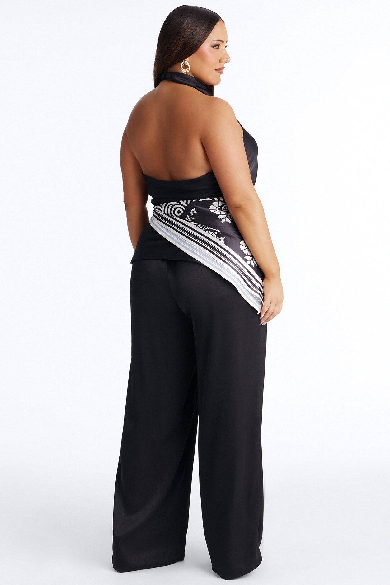 Amara Satin 3 Piece Pant Set - Black