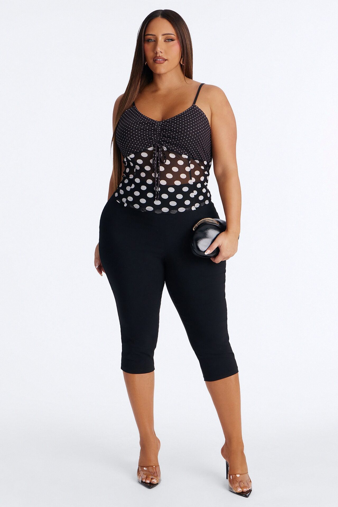 Josie Polka Dot Cami Top - Black/White