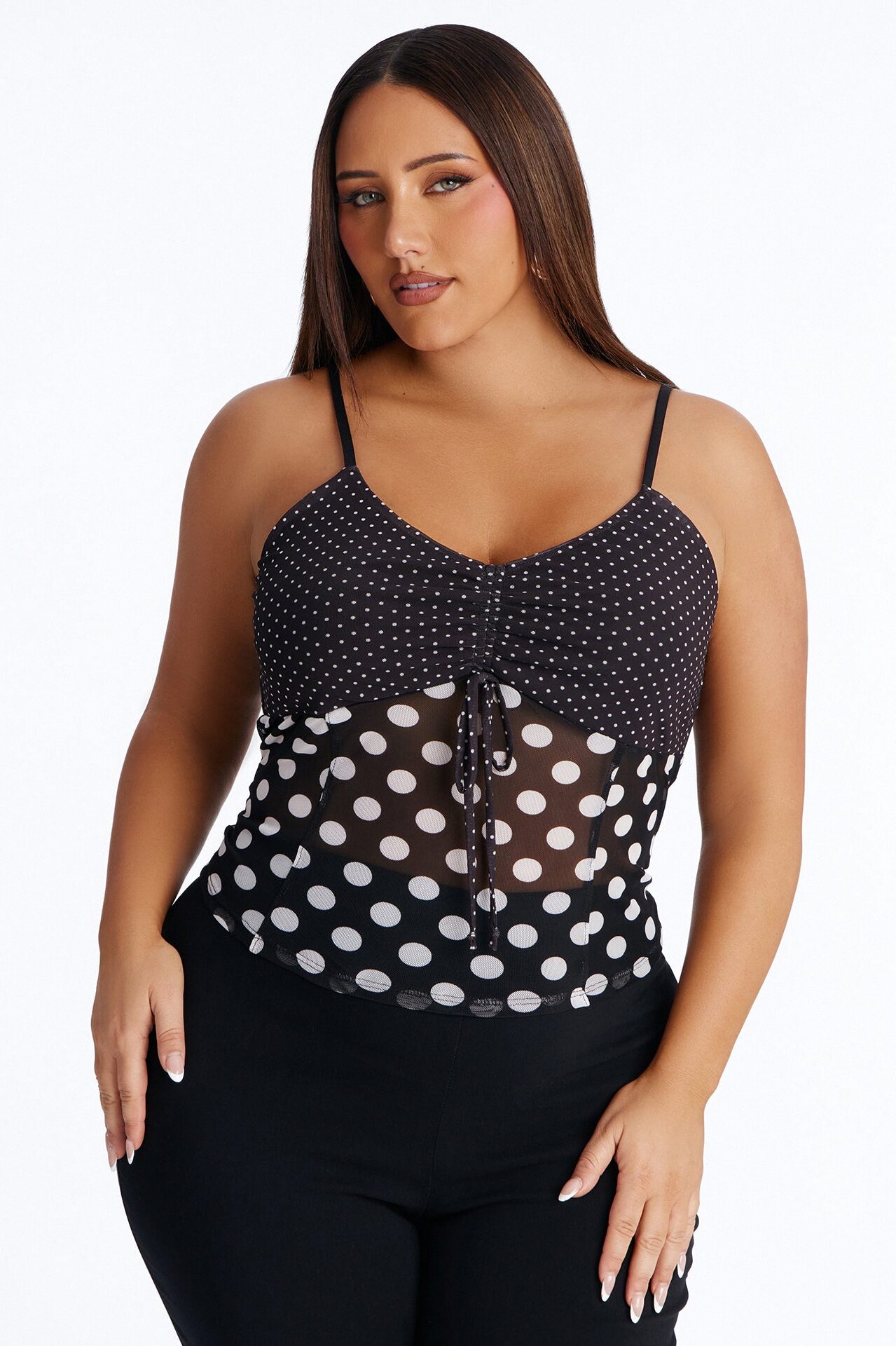Josie Polka Dot Cami Top - Black/White