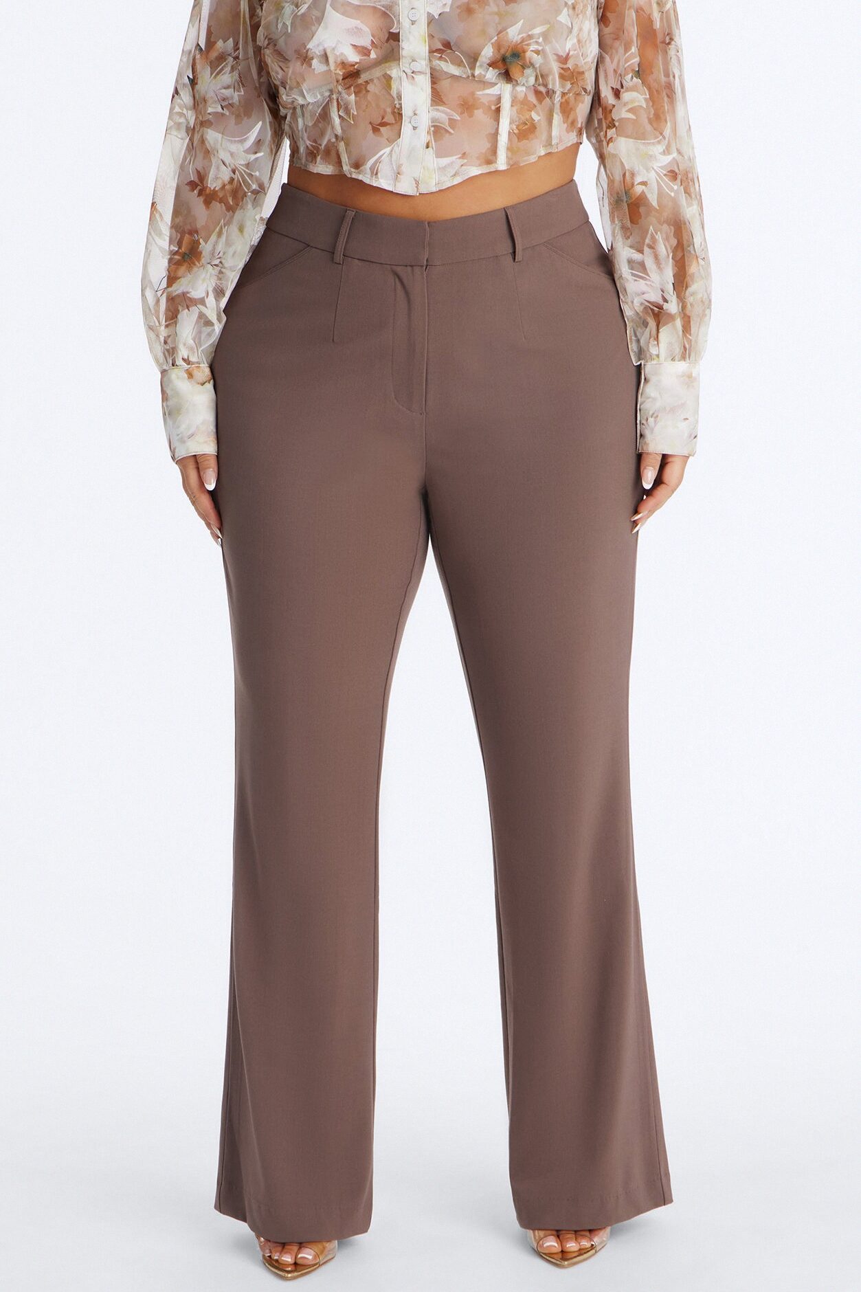 Tasha Dressy High Rise Pants - Caffe