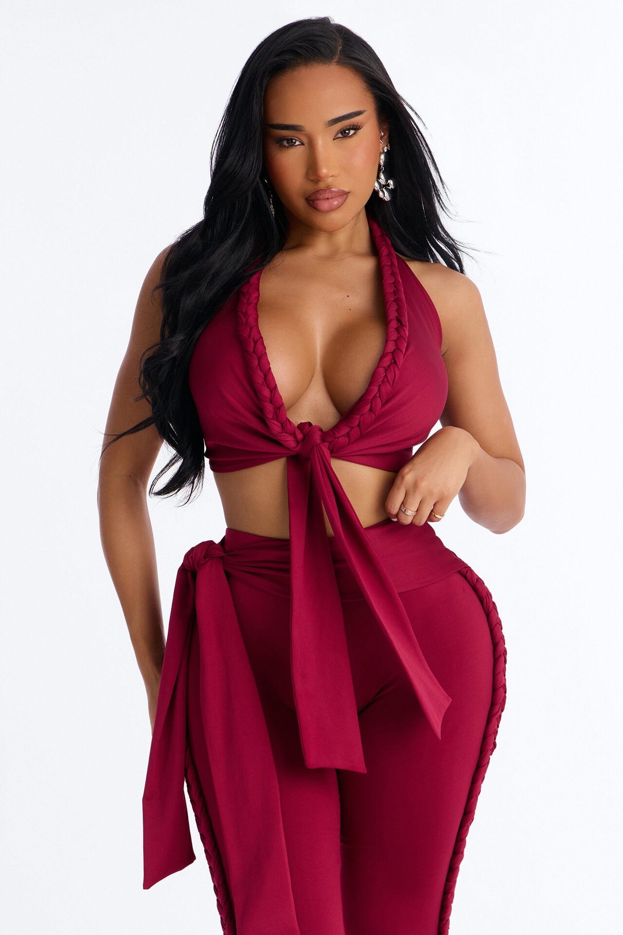 Crissa Halter Capri Pant Set - Red