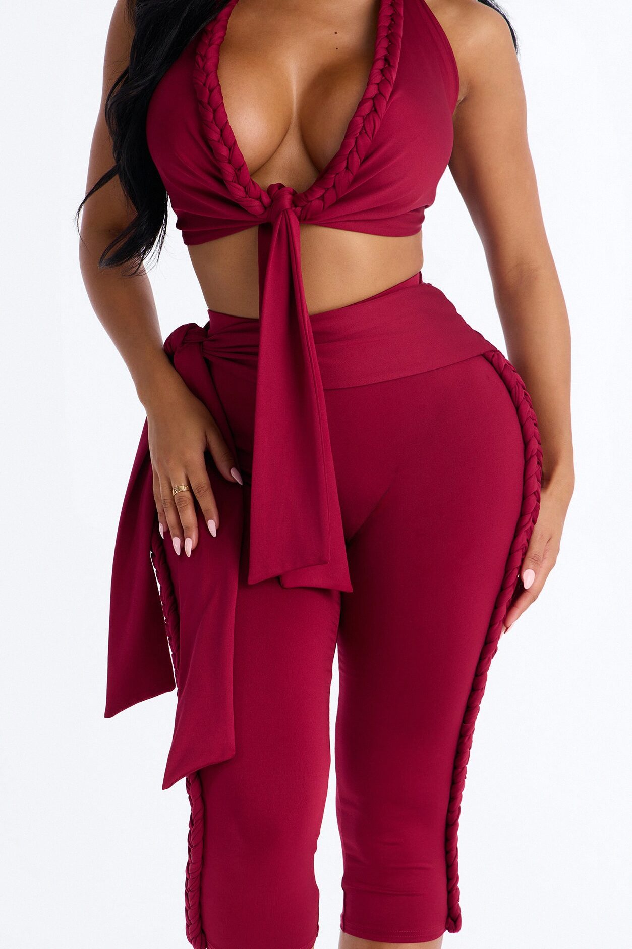 Crissa Halter Capri Pant Set - Red