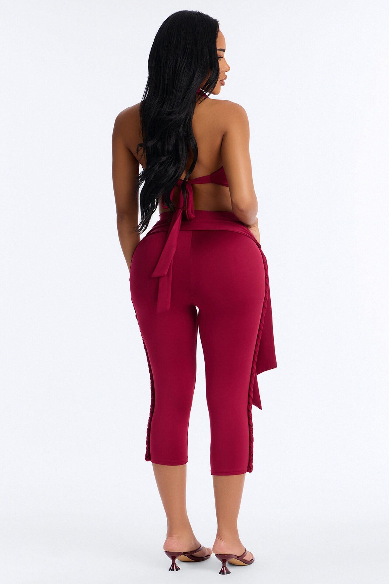 Crissa Halter Capri Pant Set - Red