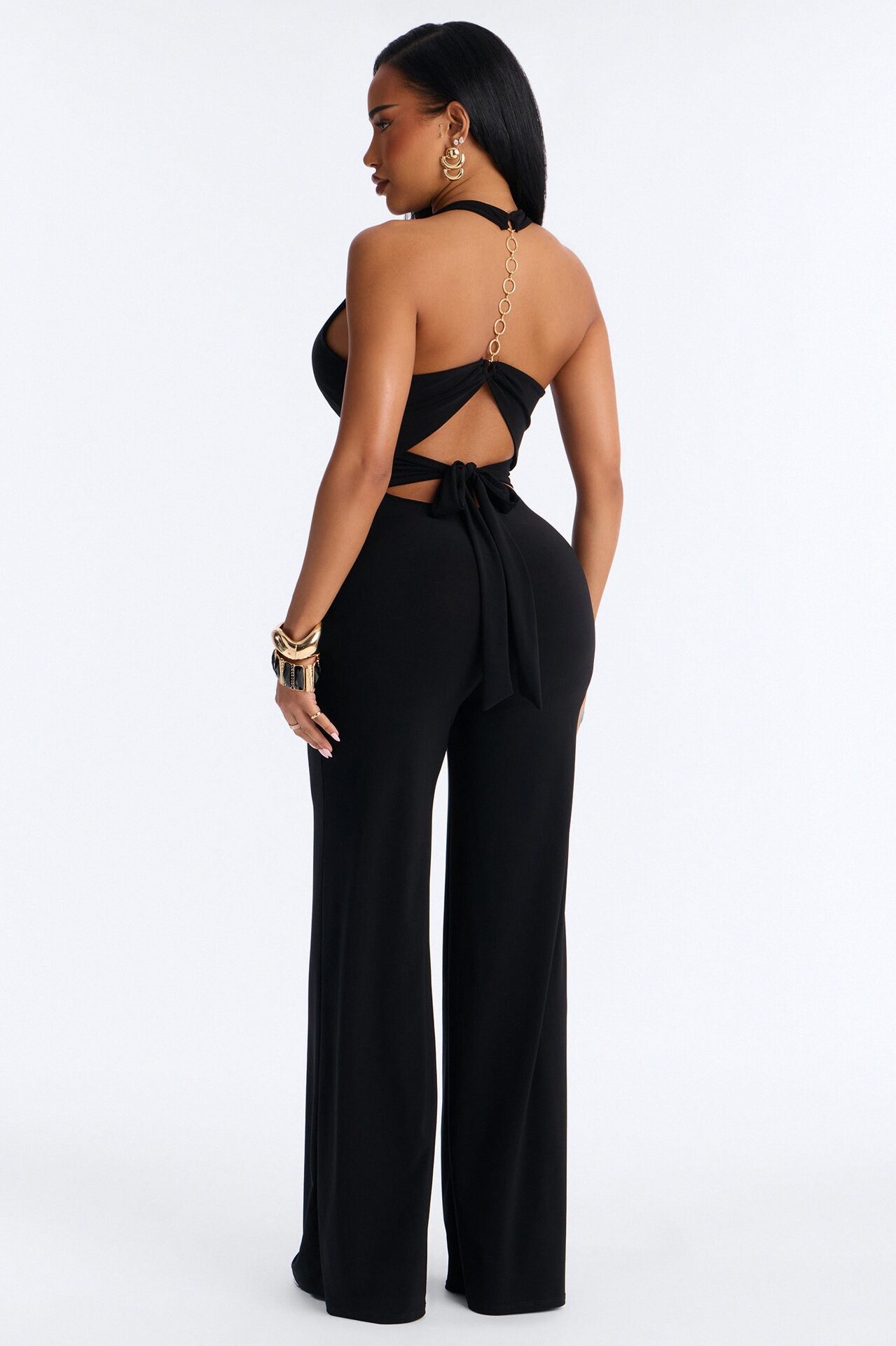 Kenna Halter Chain Jumpsuit - Black