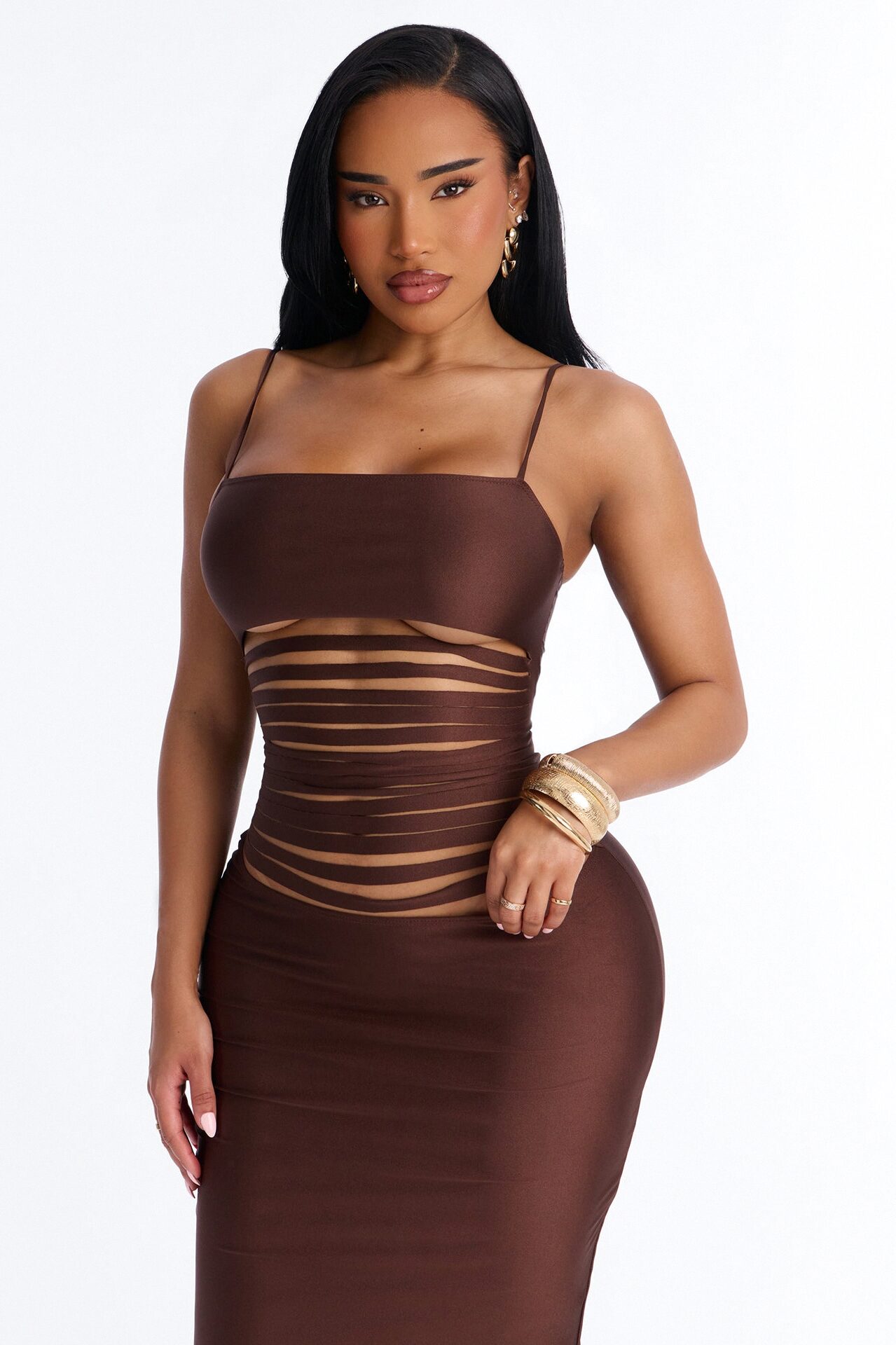 Afterglow Strappy Maxi Dress - Brown