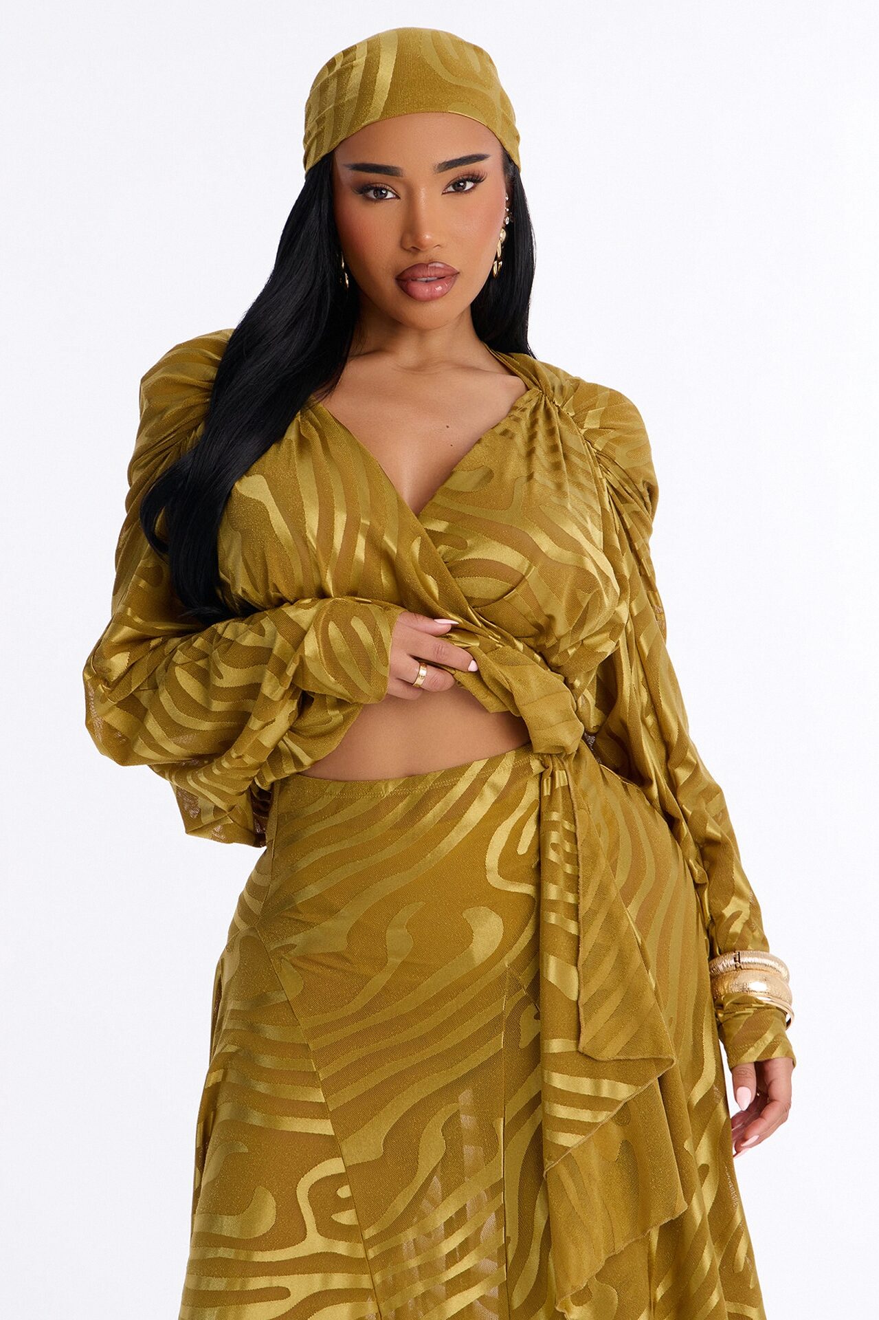 LIANA MESH 4 PIECE SKIRT SET - Chartreuse