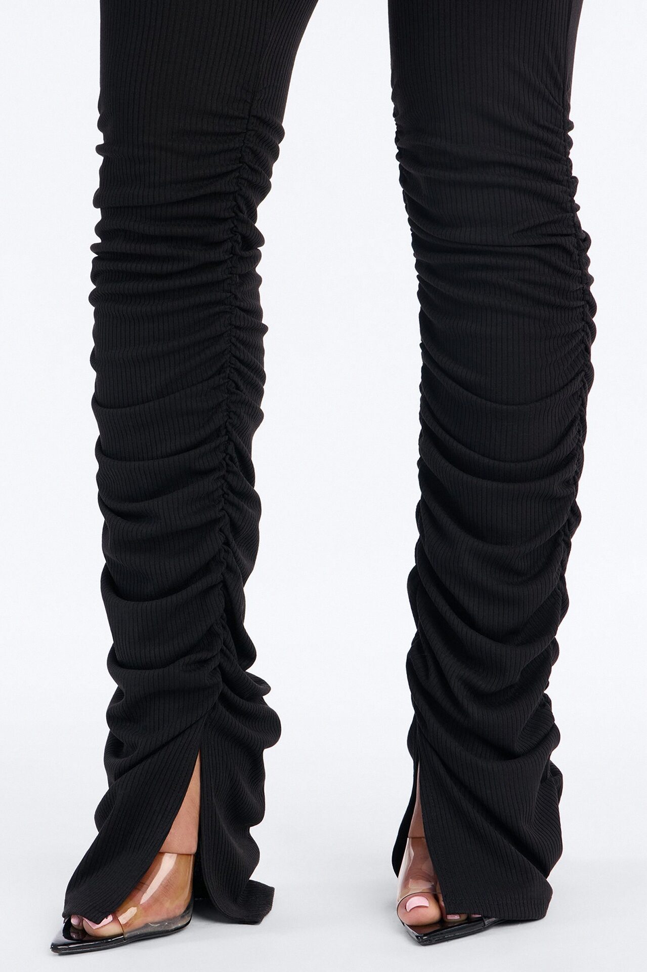 Georgia High Rise Ribbed Stacked Legging - Black