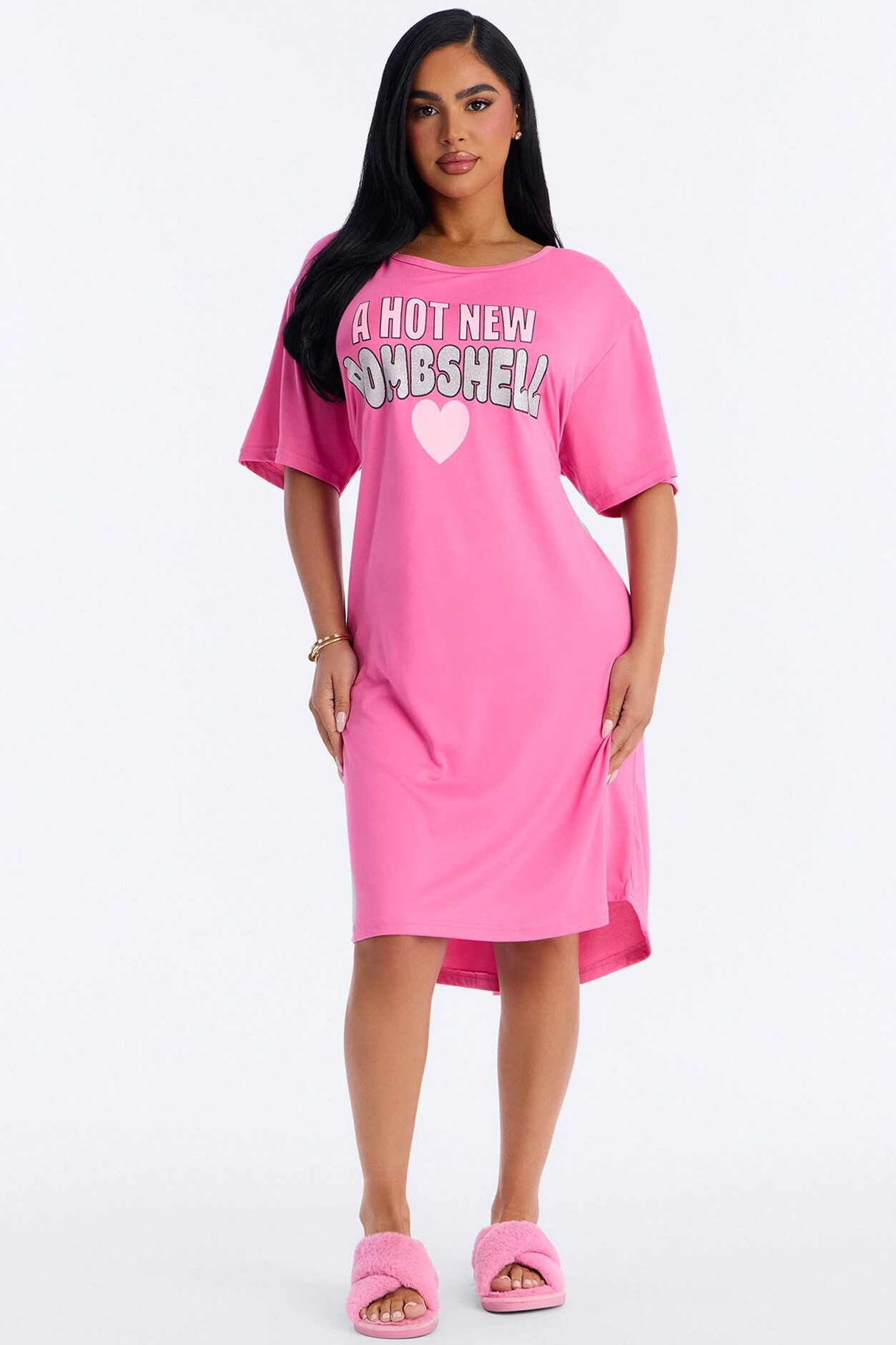 Hot New Bombshell Oversized Sleep Shirt - Hot Pink
