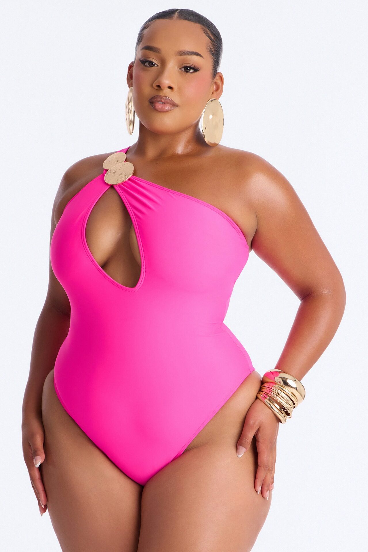 Perfect Waves Hardware Cutout 1 Piece Swimsuit - Hot Pink