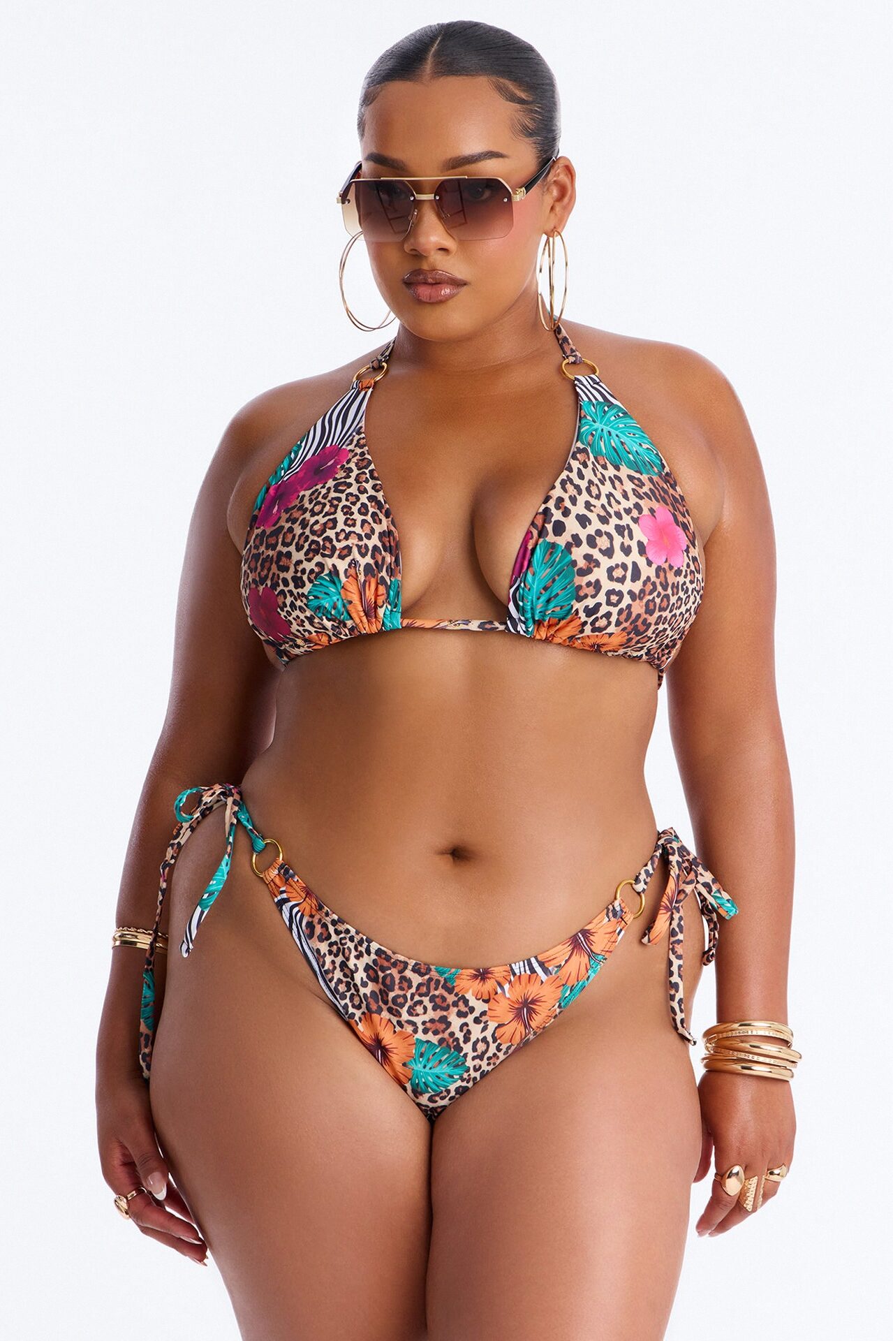 Eliana Floral Leopard 2 Piece Bikini - Brown/combo