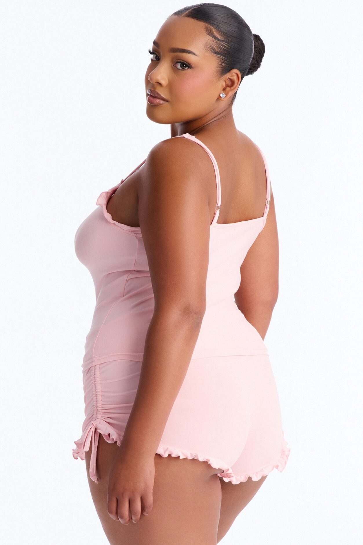 Kiss Goodnight Ruched Cami PJ Short Set - Pink