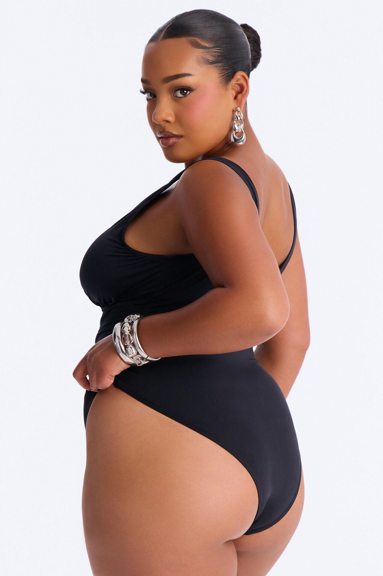 Shore Walks Ruching Hardware 1 Piece Swimsuit - Black