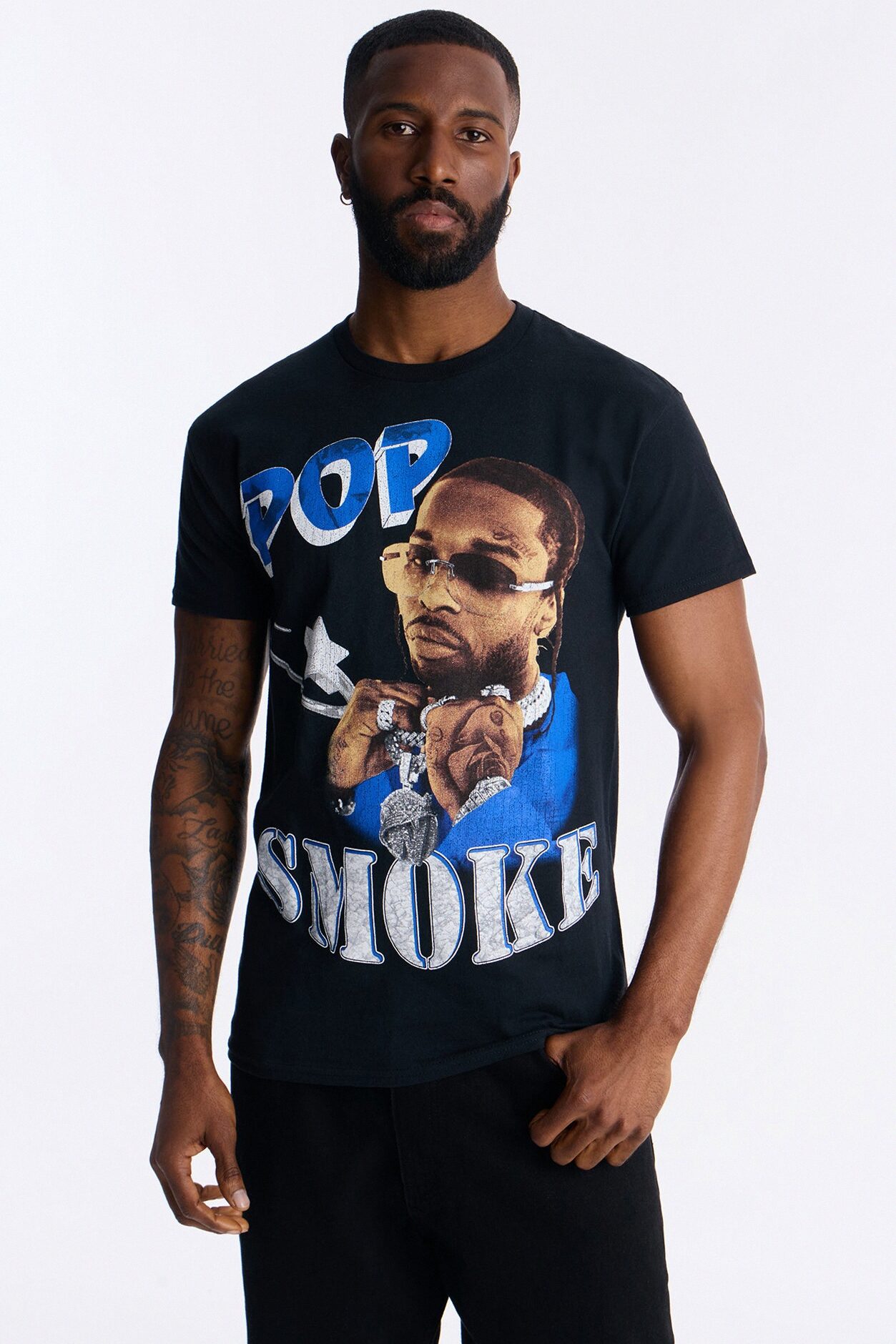 Pop Smoke Aim For The Moon Graphic Short Sleeve Tee - Black