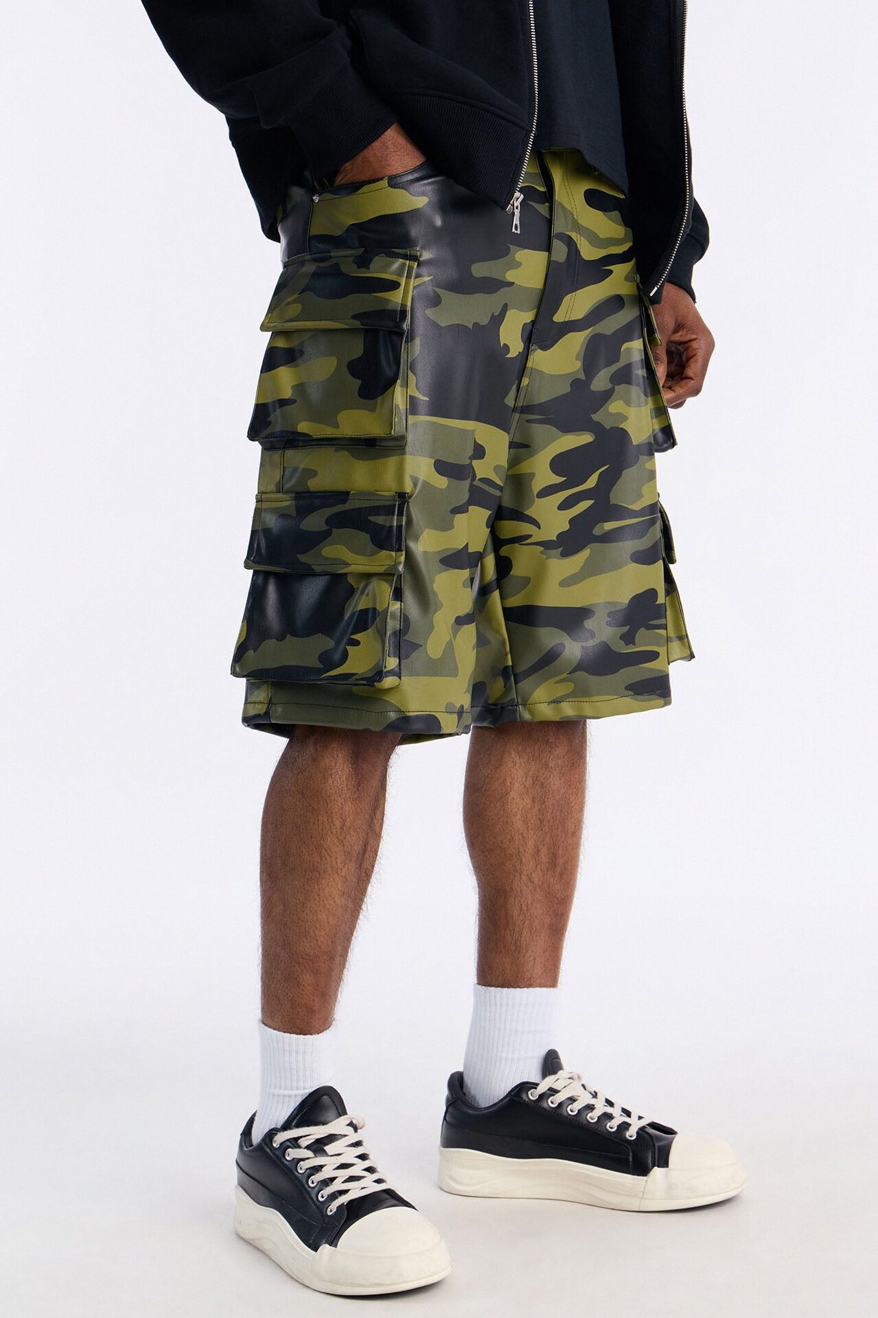 Faux Leather Camo Mirage Cargo Short - Camouflage