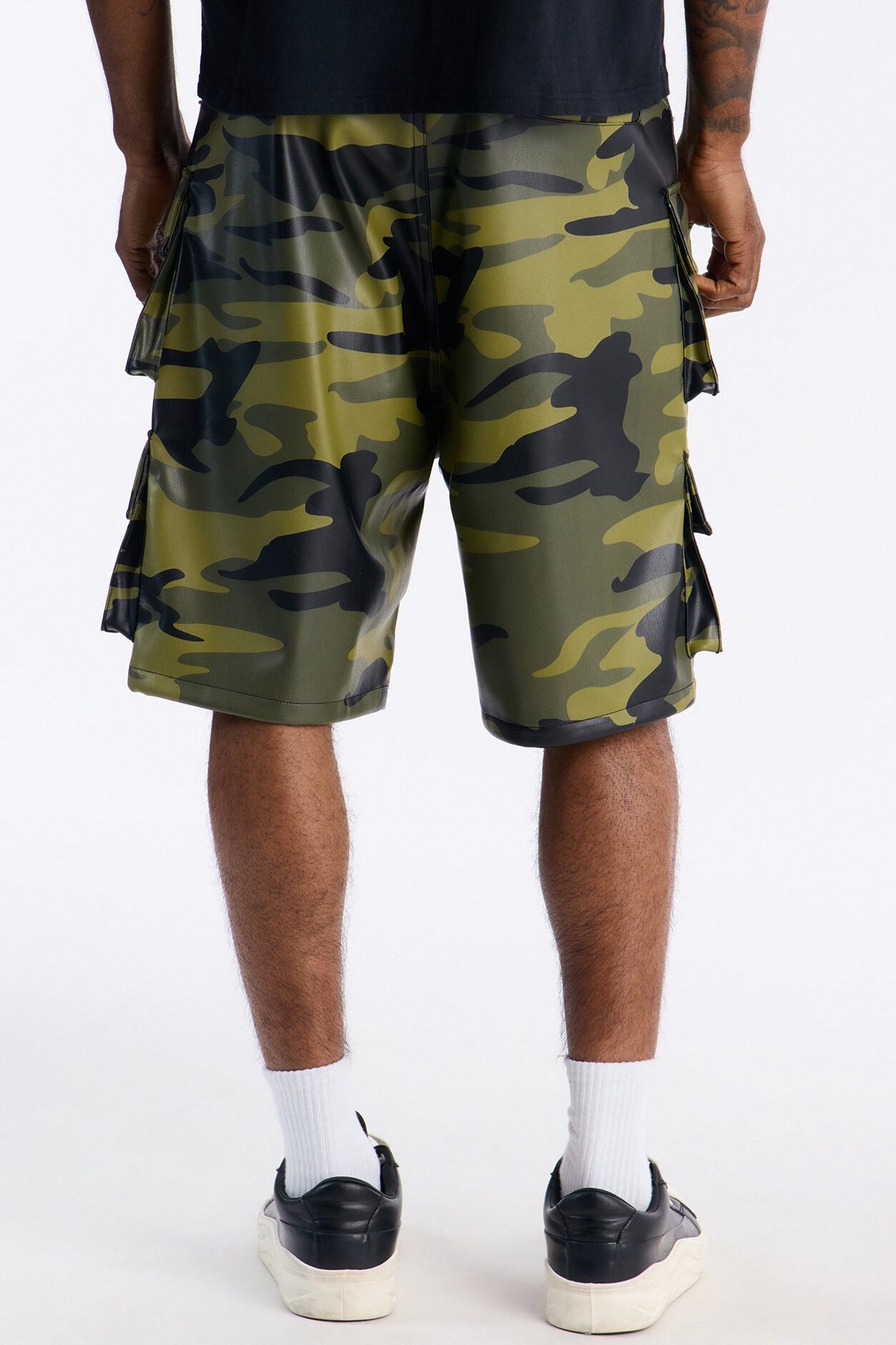 Faux Leather Camo Mirage Cargo Short - Camouflage