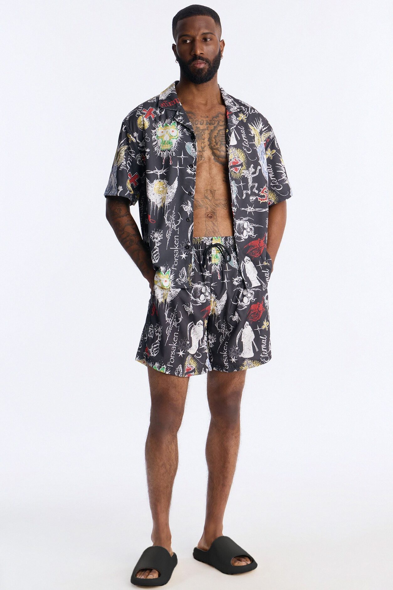 Graffiti Parlor All Over Printed Swim Trunk 7″ - Multi Color