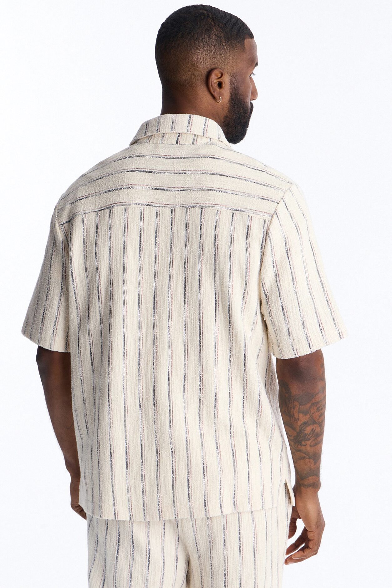 Caicos Textured Stripe Button Up Shirt - Cream
