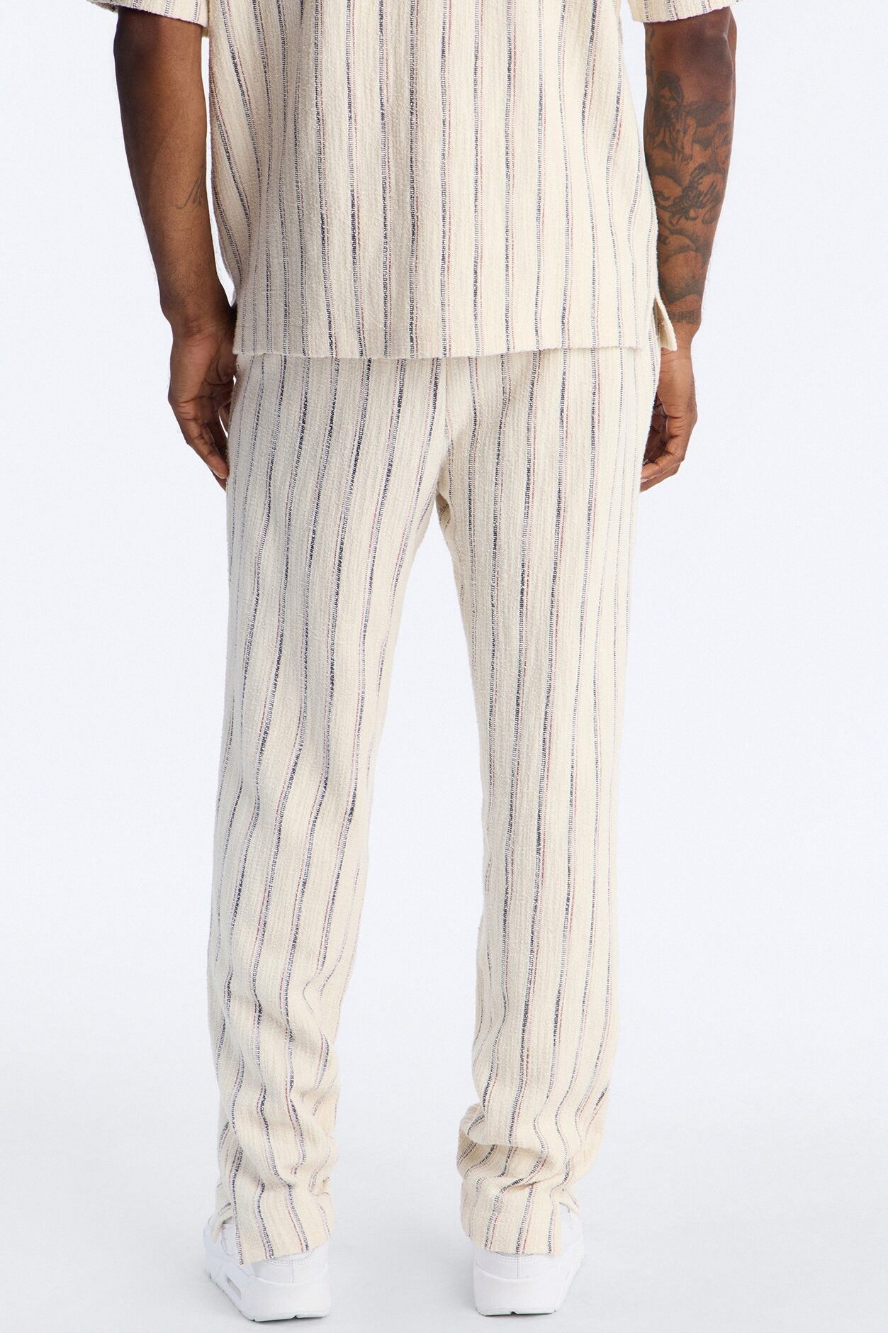 Slim Caicos Textured Stripe Slit Pant - Cream