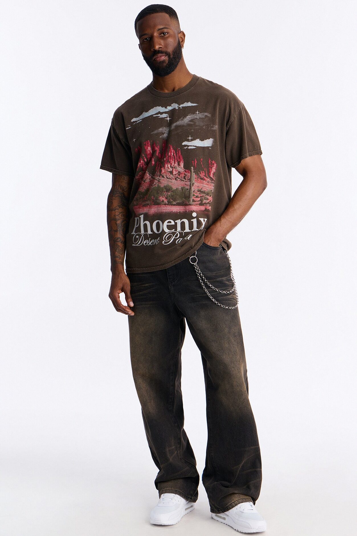 Phoenix Desert Paradise Oversized Short Sleeve Tee - Chocolate