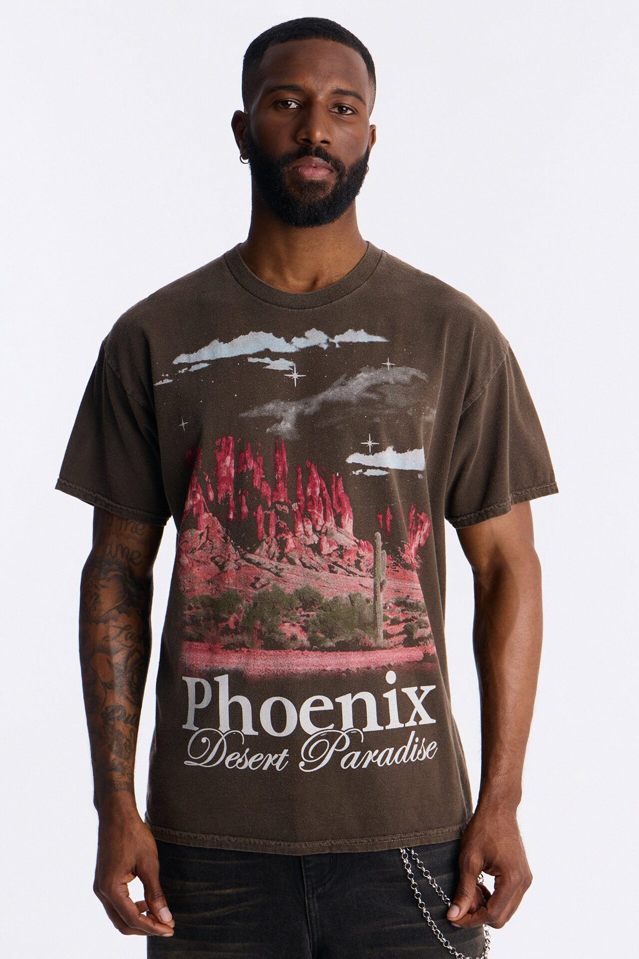 Phoenix Desert Paradise Oversized Short Sleeve Tee - Chocolate