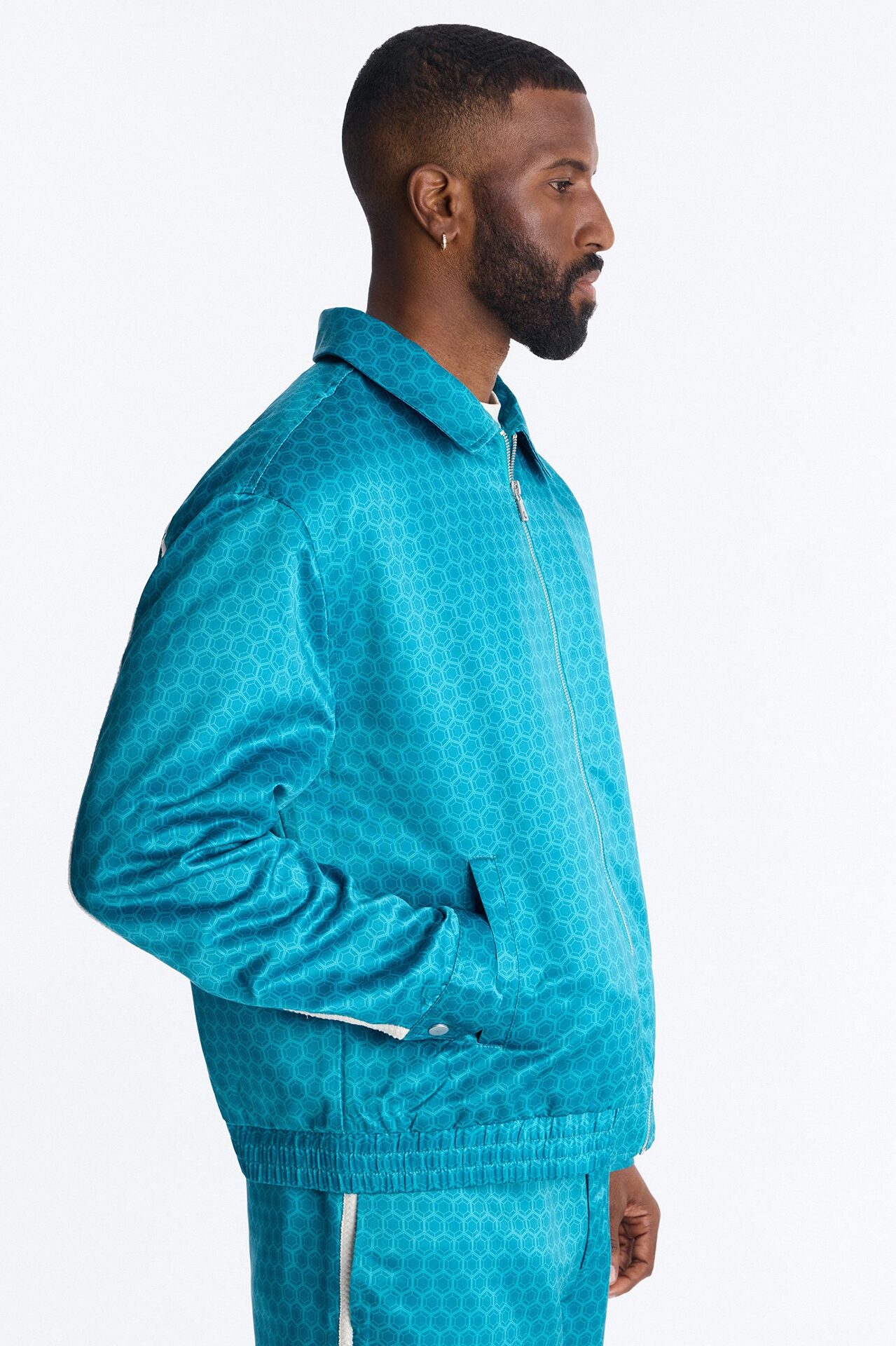 St. Tropez Motif Rope Applique Bomber Jacket - Blue
