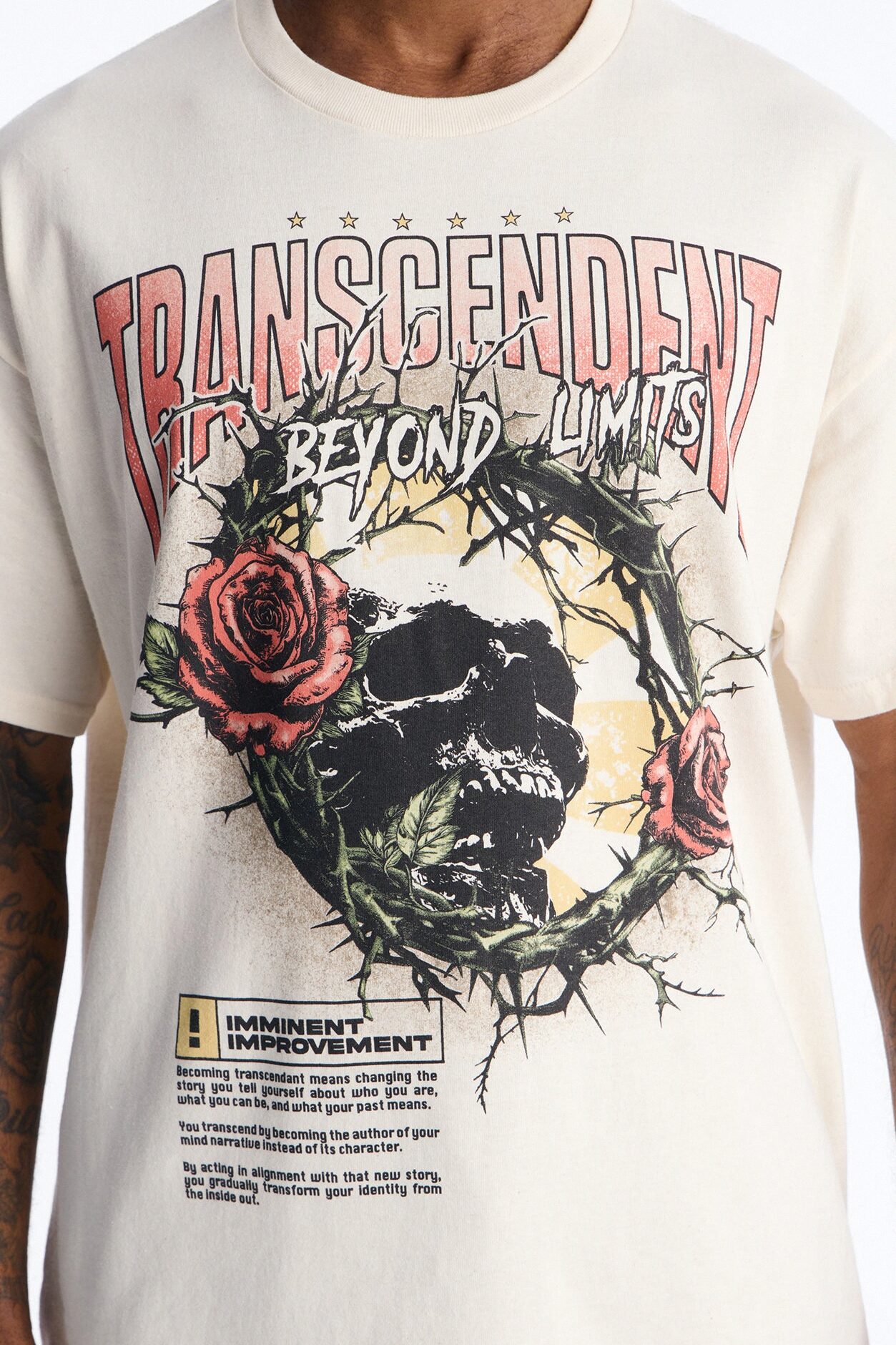 Transcendent Beyond Limits Oversized Short Sleeve Tee - Natural