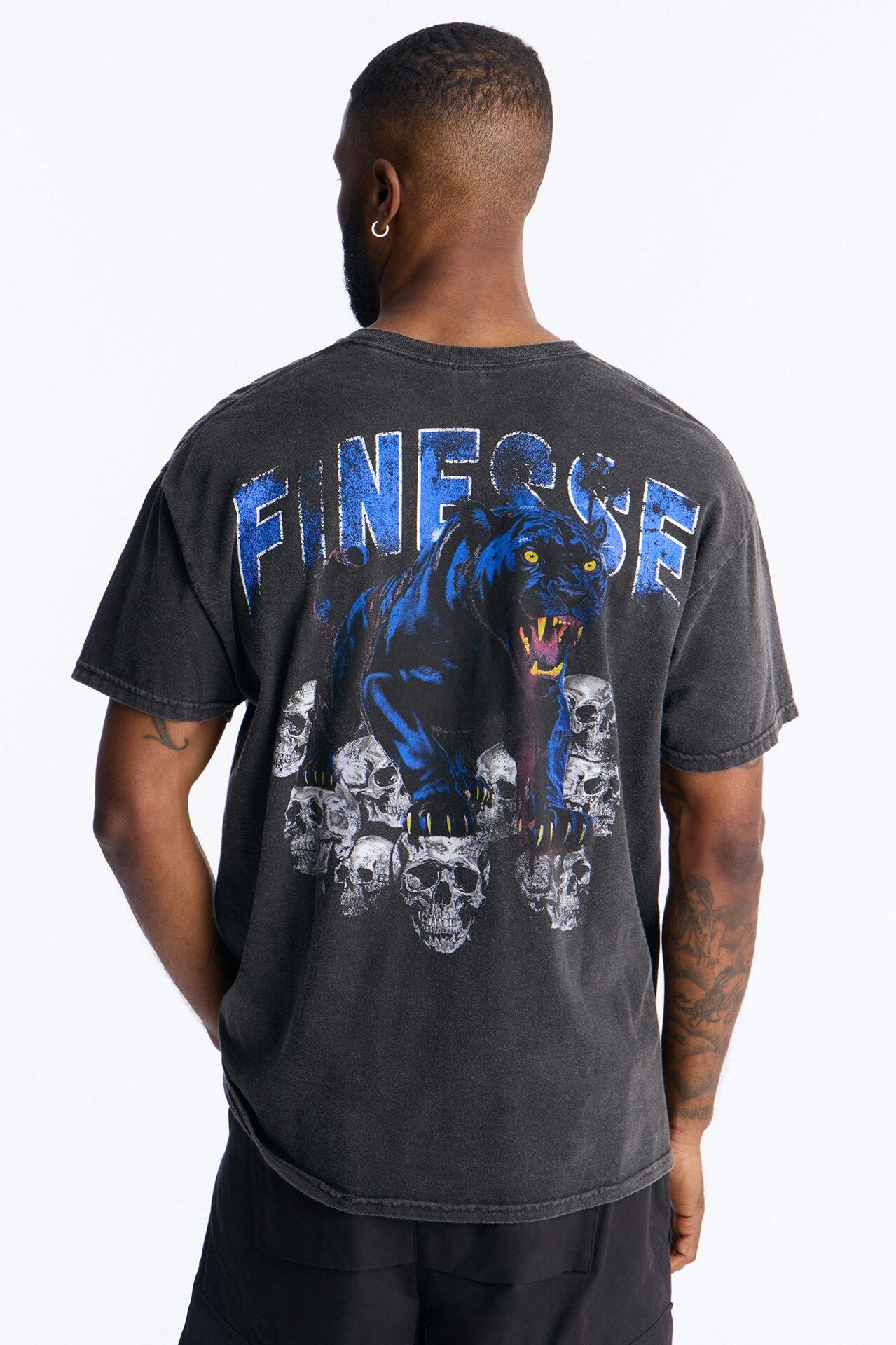 Black Panther Finesse Vintage Oversized Short Sleeve Tee - Black Wash