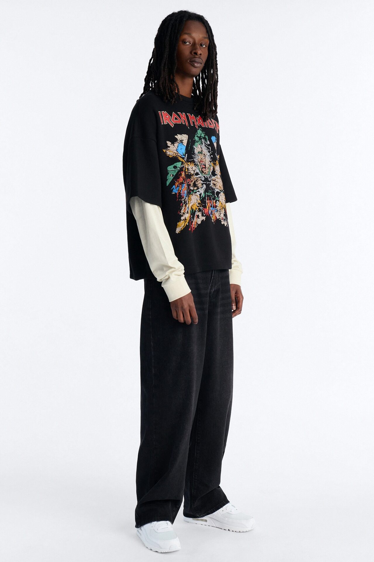 Iron Maiden Tailgunner Oversized Fleece Twofer - Black Wash