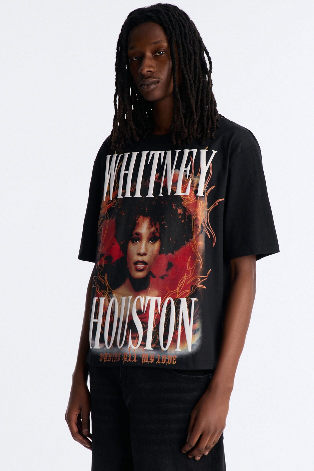 Whitney Houston Saving All My Love Short Sleeve Tee - Black