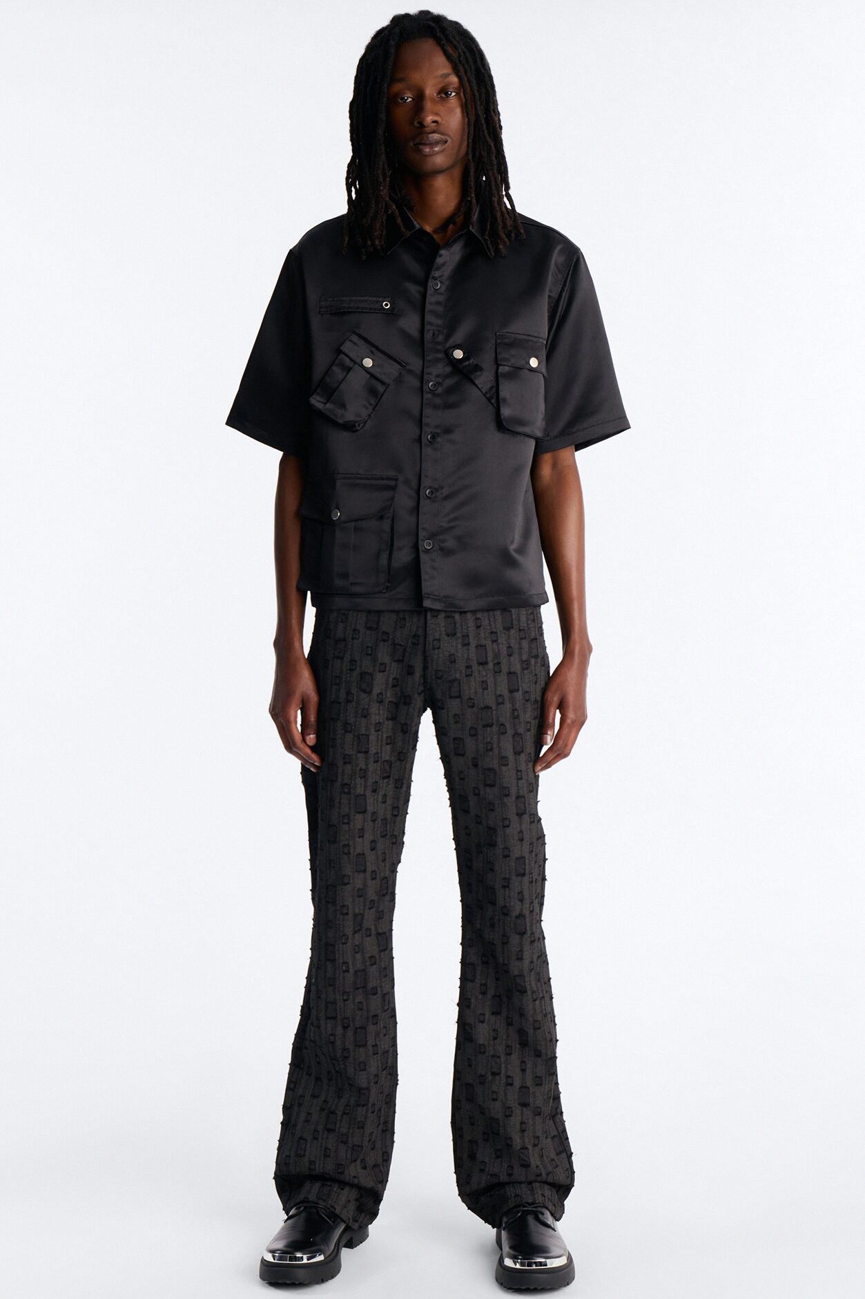 Stacked Slim Flare Distant Reality Distressed Pant - Charcoal
