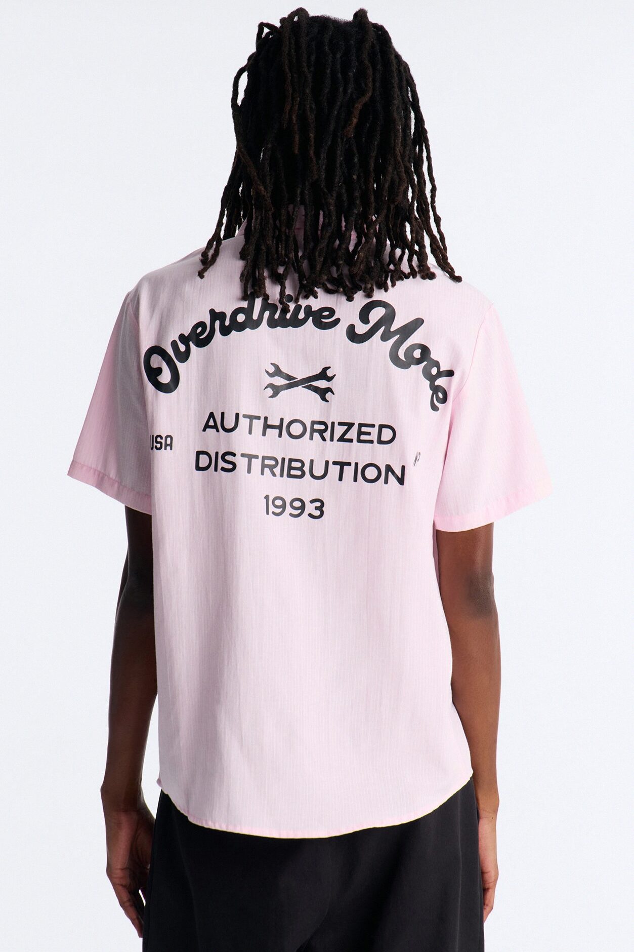 Cropped Overdrive Mode Striped Button Up Shirt - Pink