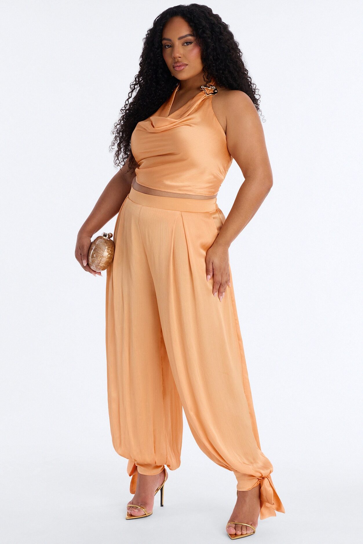 Paola Halter Balloon Pant Set - Orange