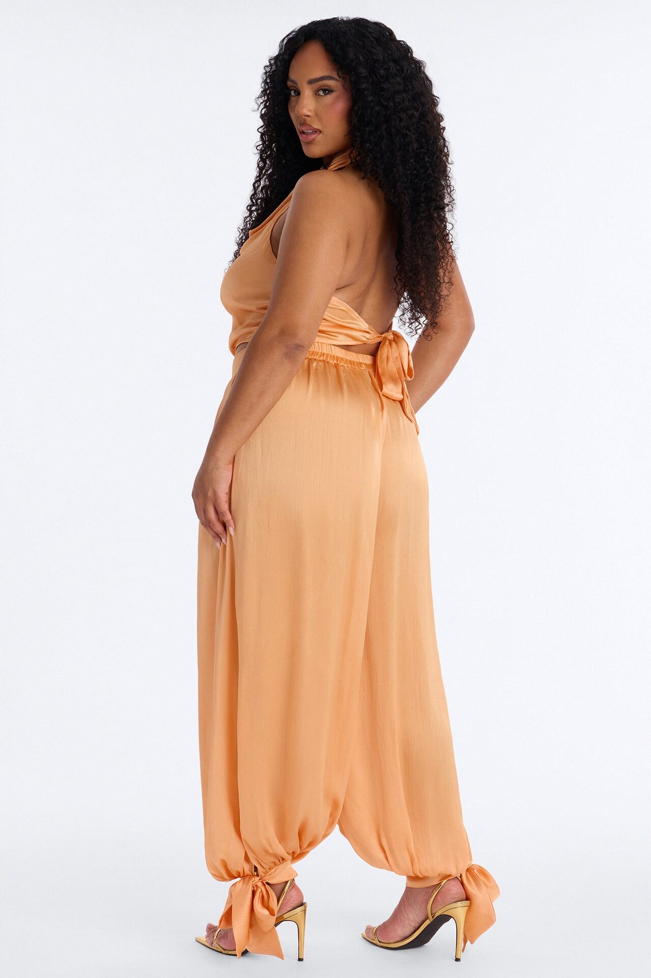 Paola Halter Balloon Pant Set - Orange