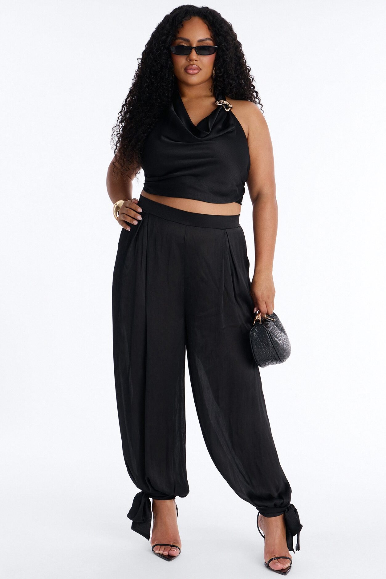 Paola Halter Balloon Pant Set - Black