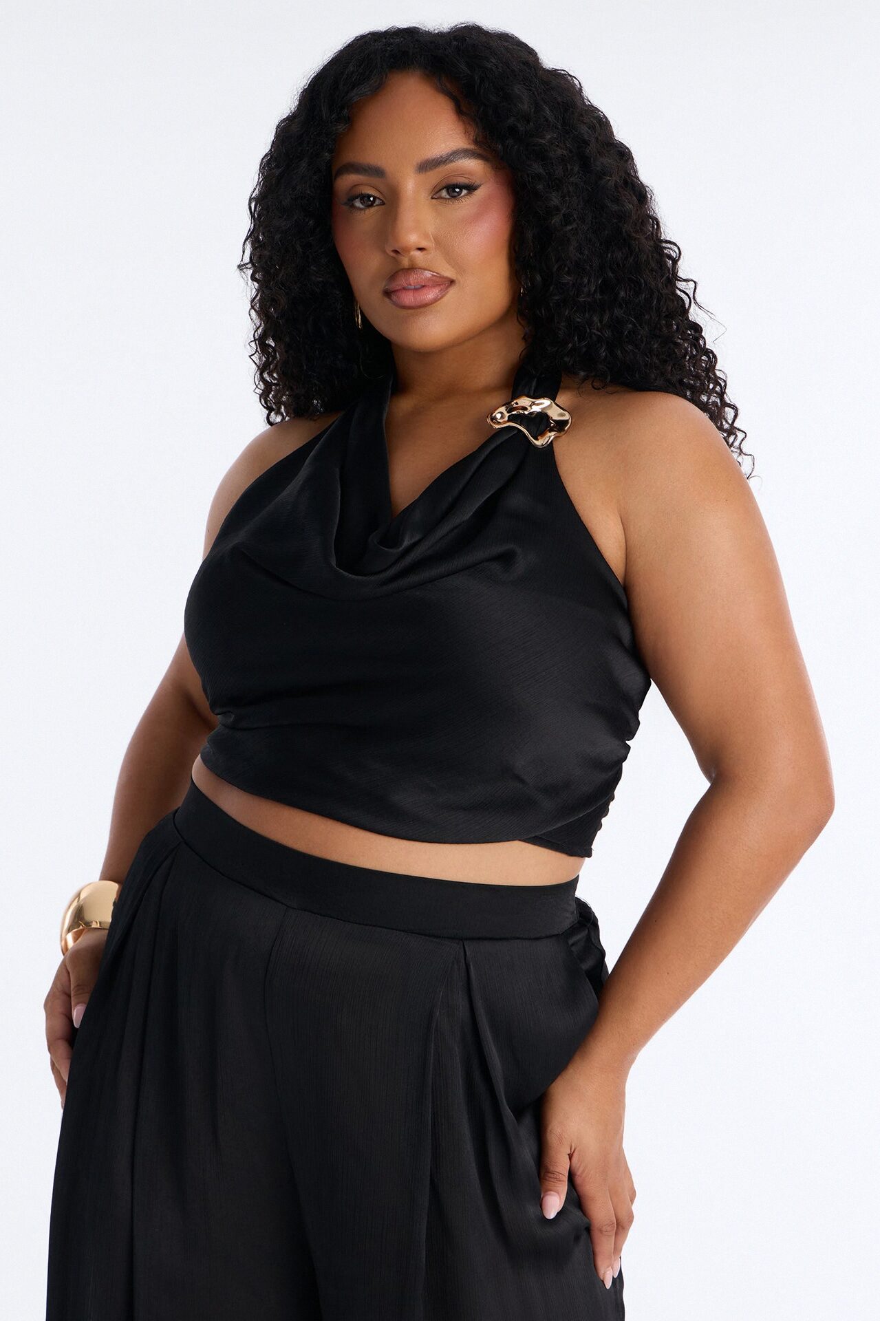 Paola Halter Balloon Pant Set - Black