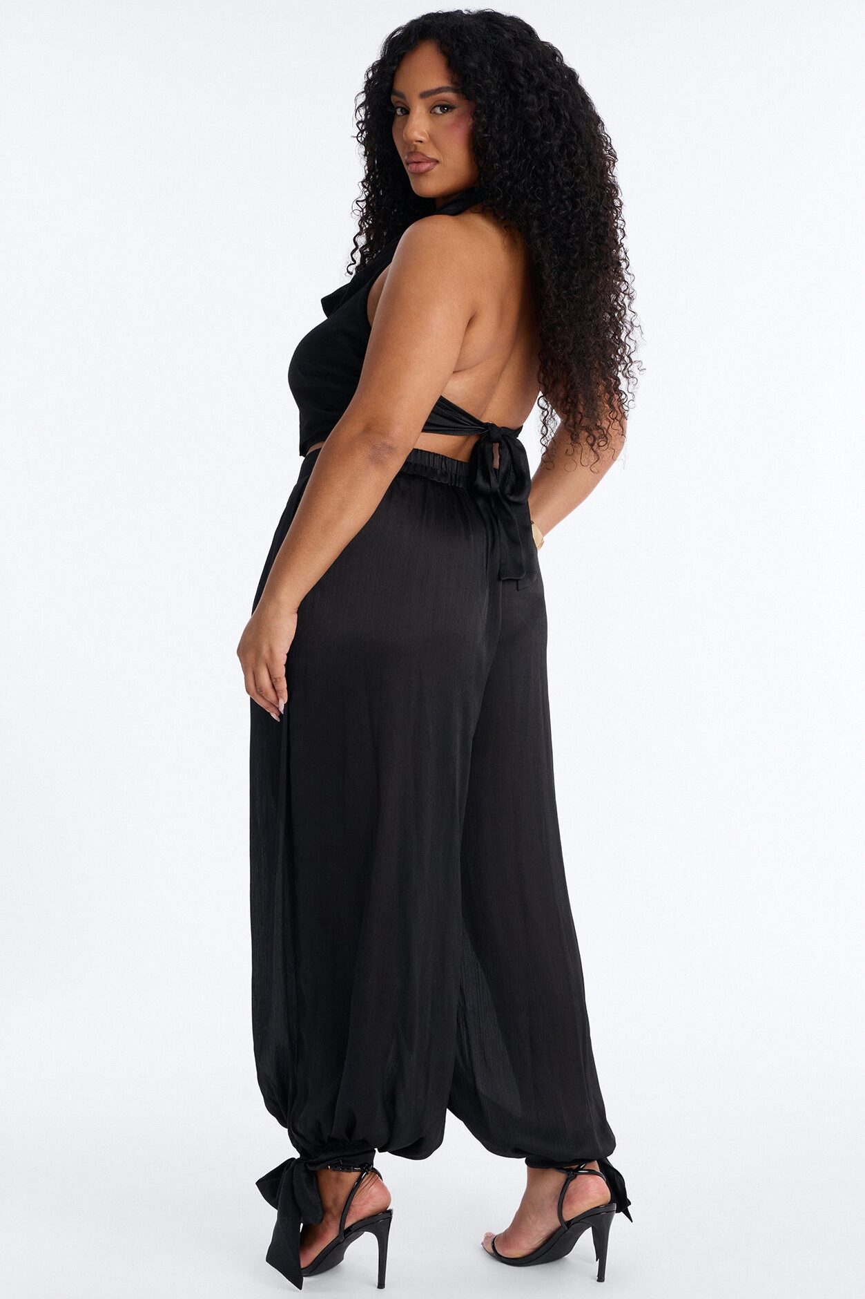 Paola Halter Balloon Pant Set - Black