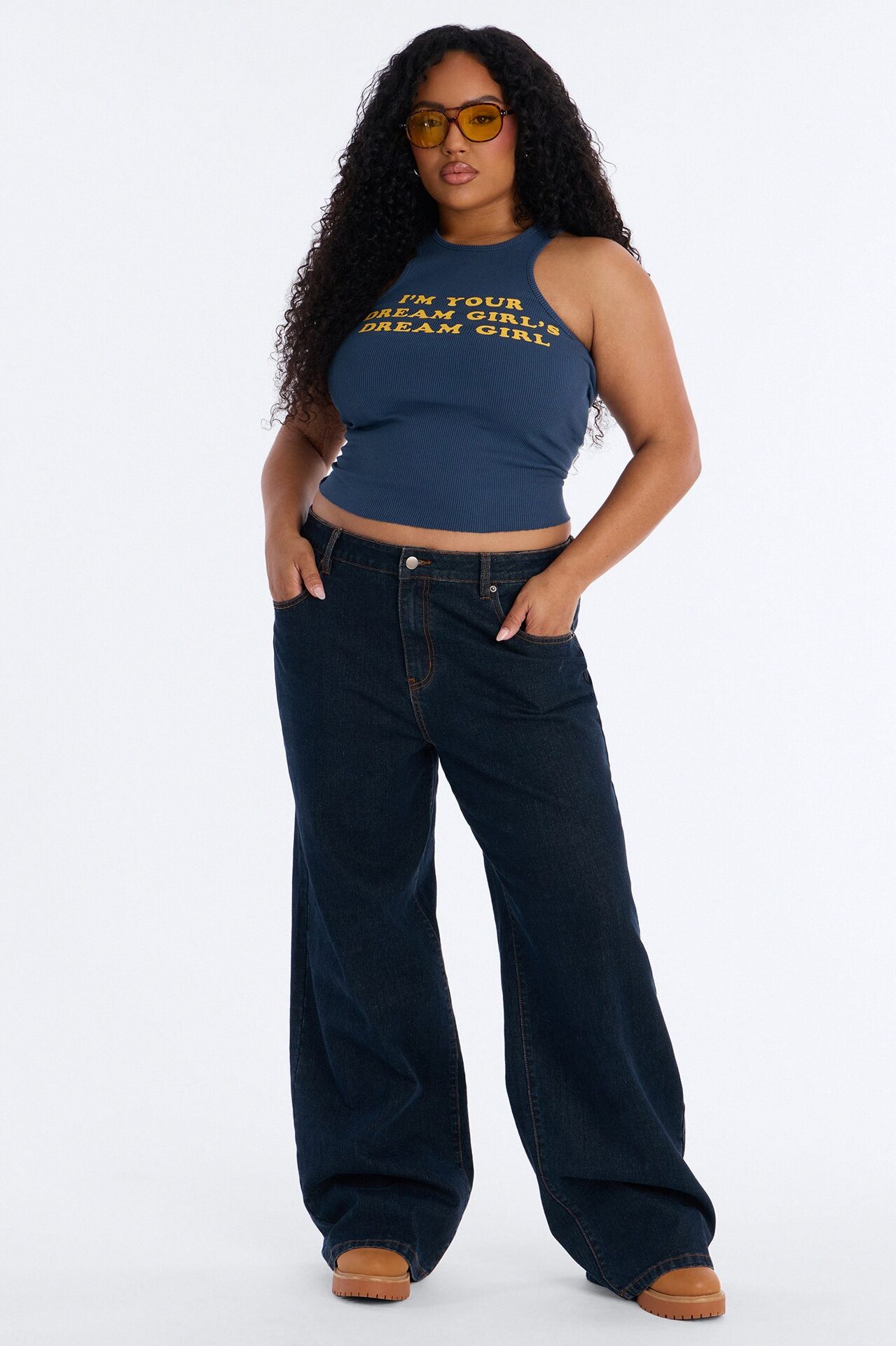 Dream Girl Ribbed Tank - Navy