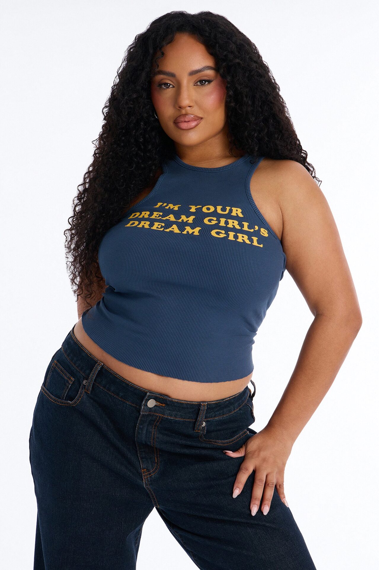 Dream Girl Ribbed Tank - Navy