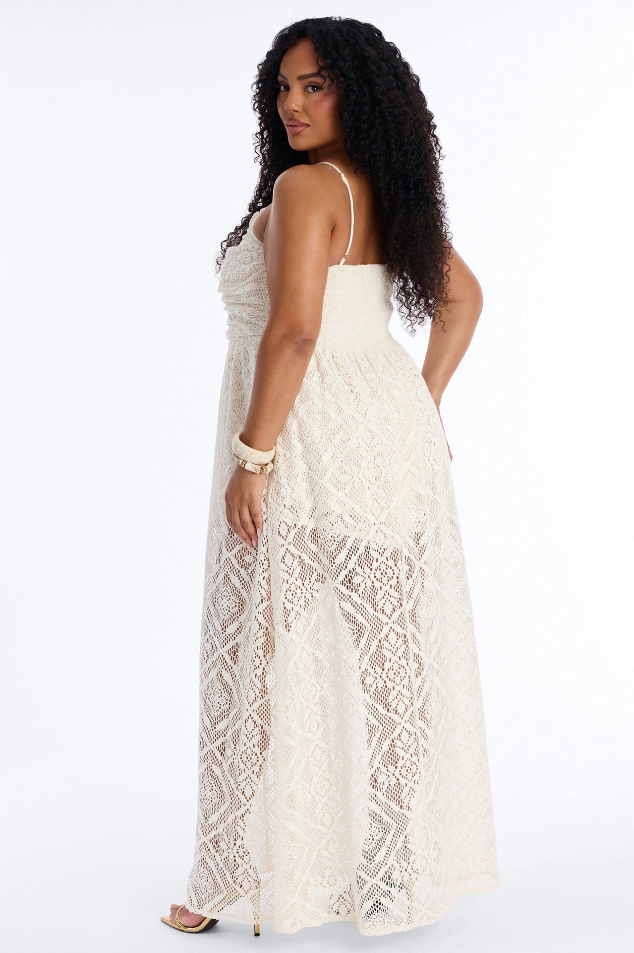 Flower Child Crochet Draped Romper - Cream