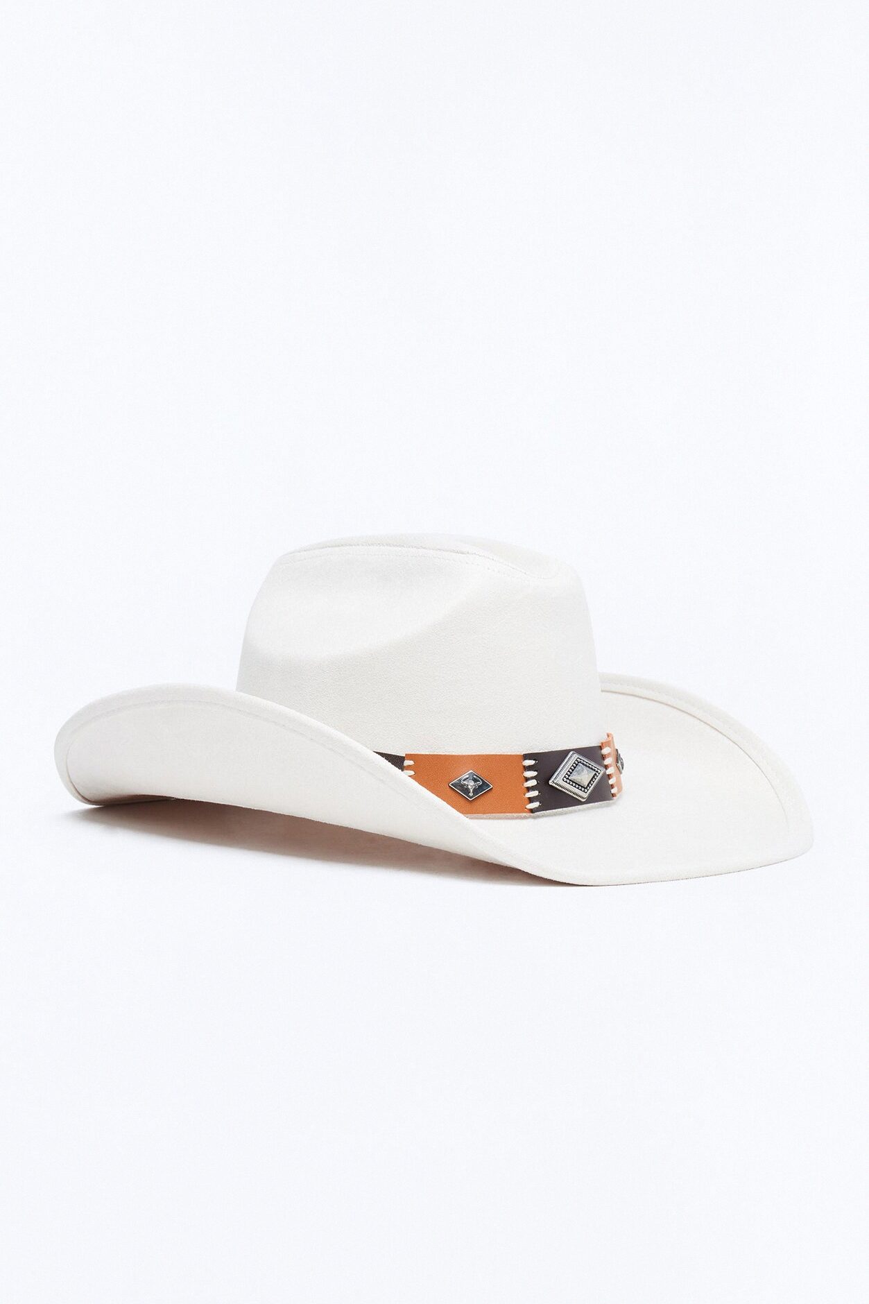 On The Ranch Faux Suede Hardware Cowboy Hat - Ivory