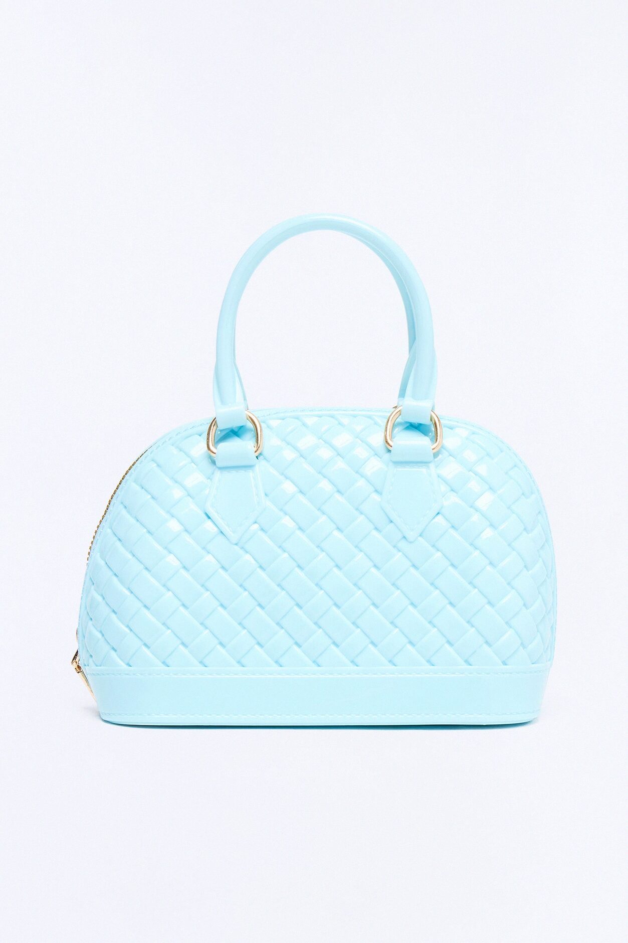 Candy Cove Woven Jelly Satchel Handbag - Blue